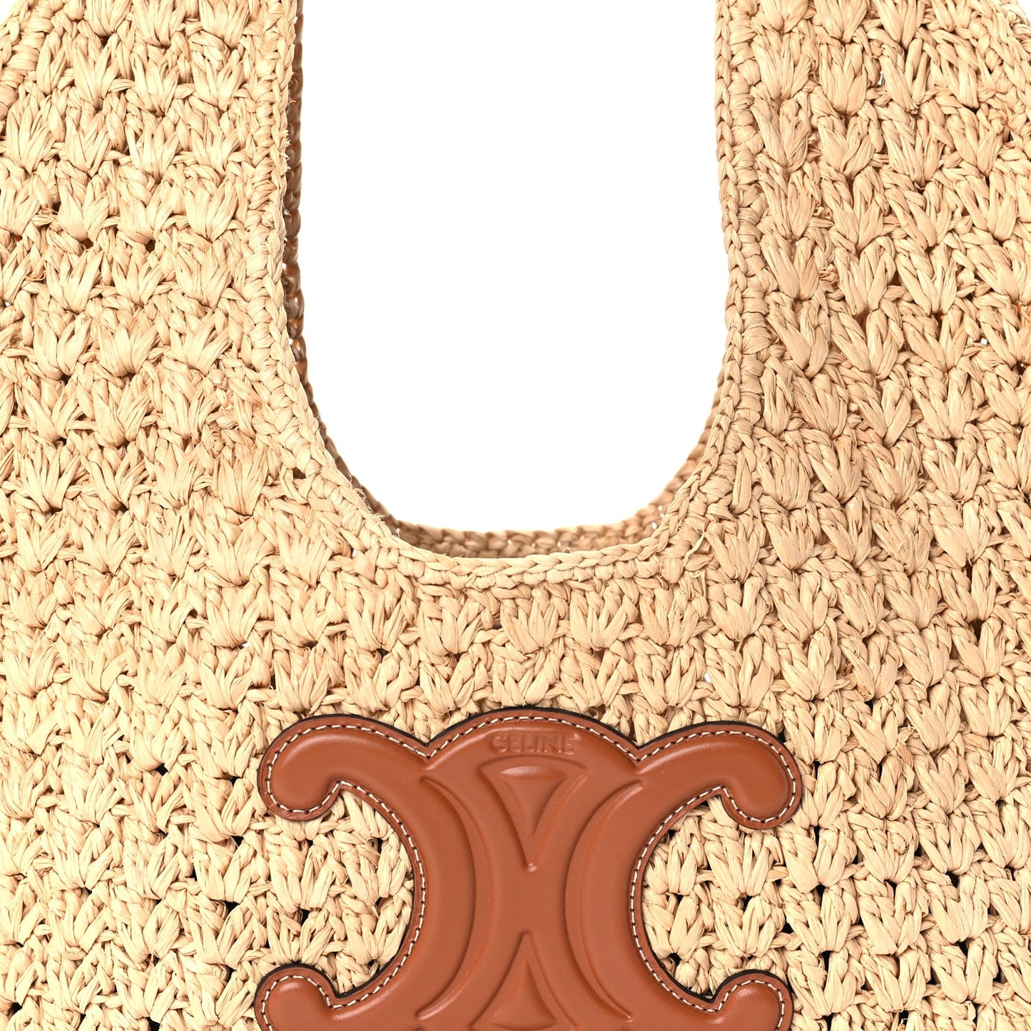 Celine Raffia Calfskin Triomphe Panier Hobo Bag Natural Tan