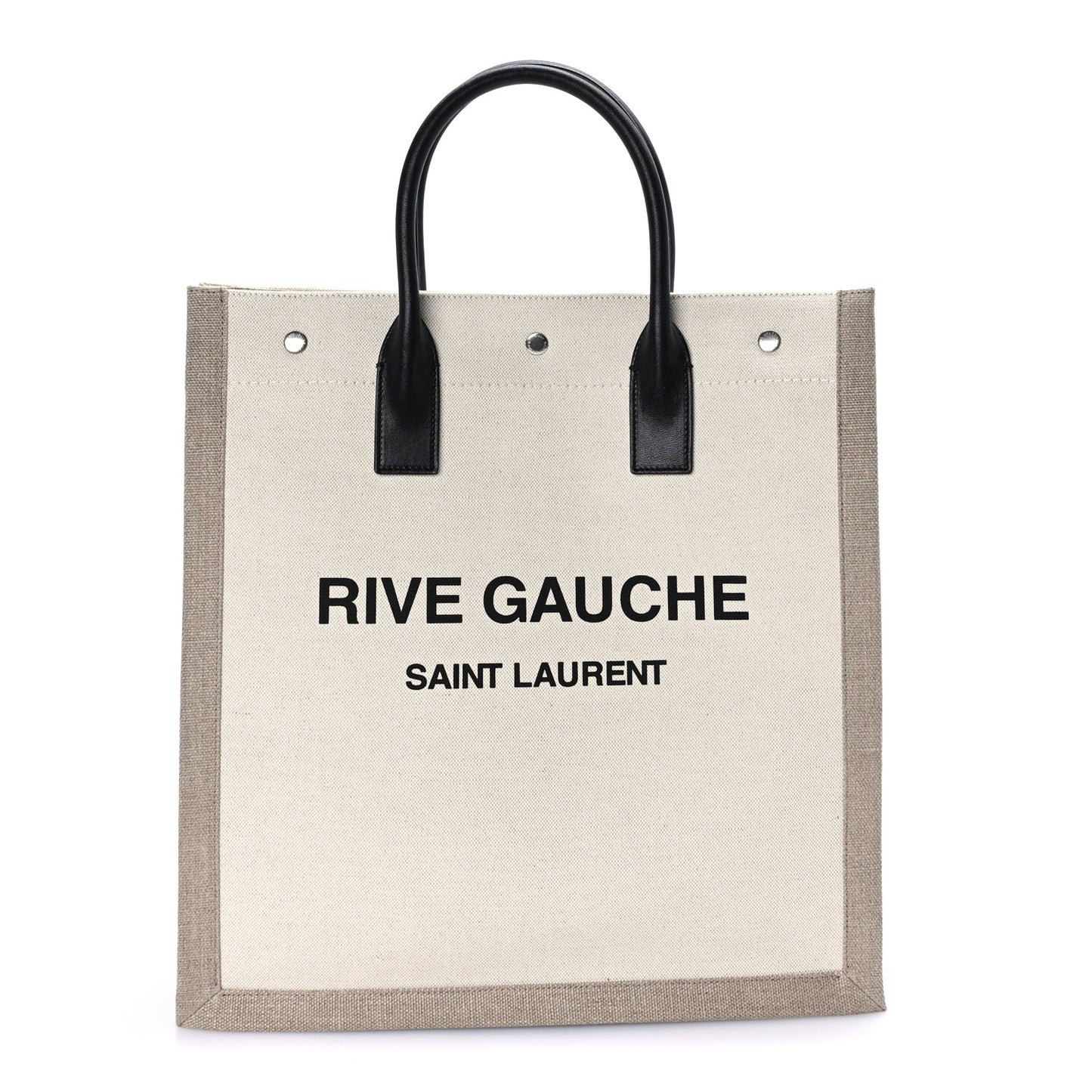 Saint Laurent Linen Calfskin Rive Gauche North South Tote Optic White