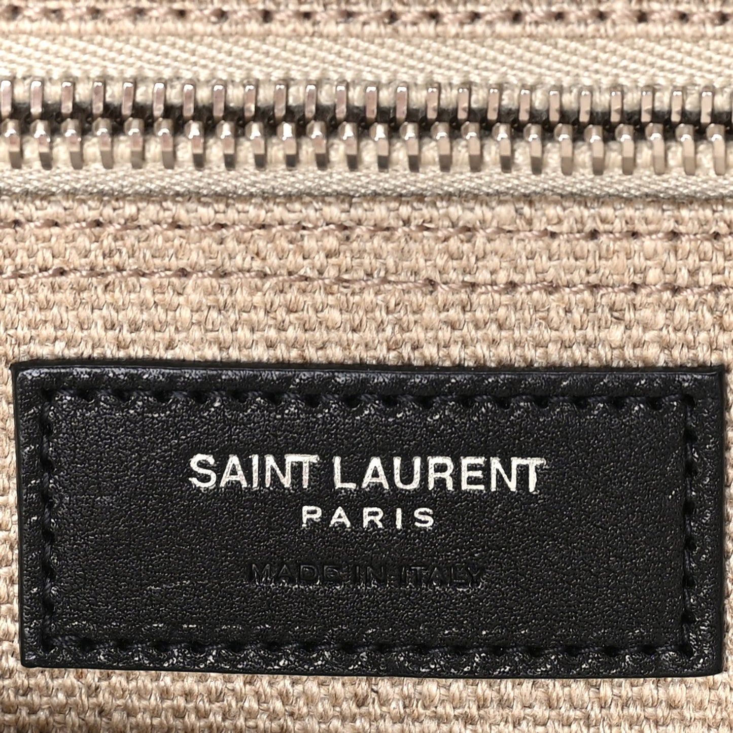Saint Laurent Linen Calfskin Rive Gauche North South Tote Optic White