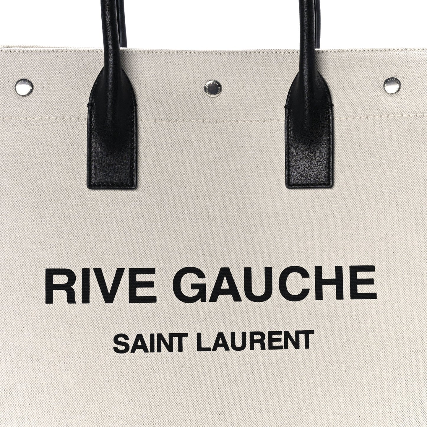 Saint Laurent Linen Calfskin Rive Gauche North South Tote Optic White