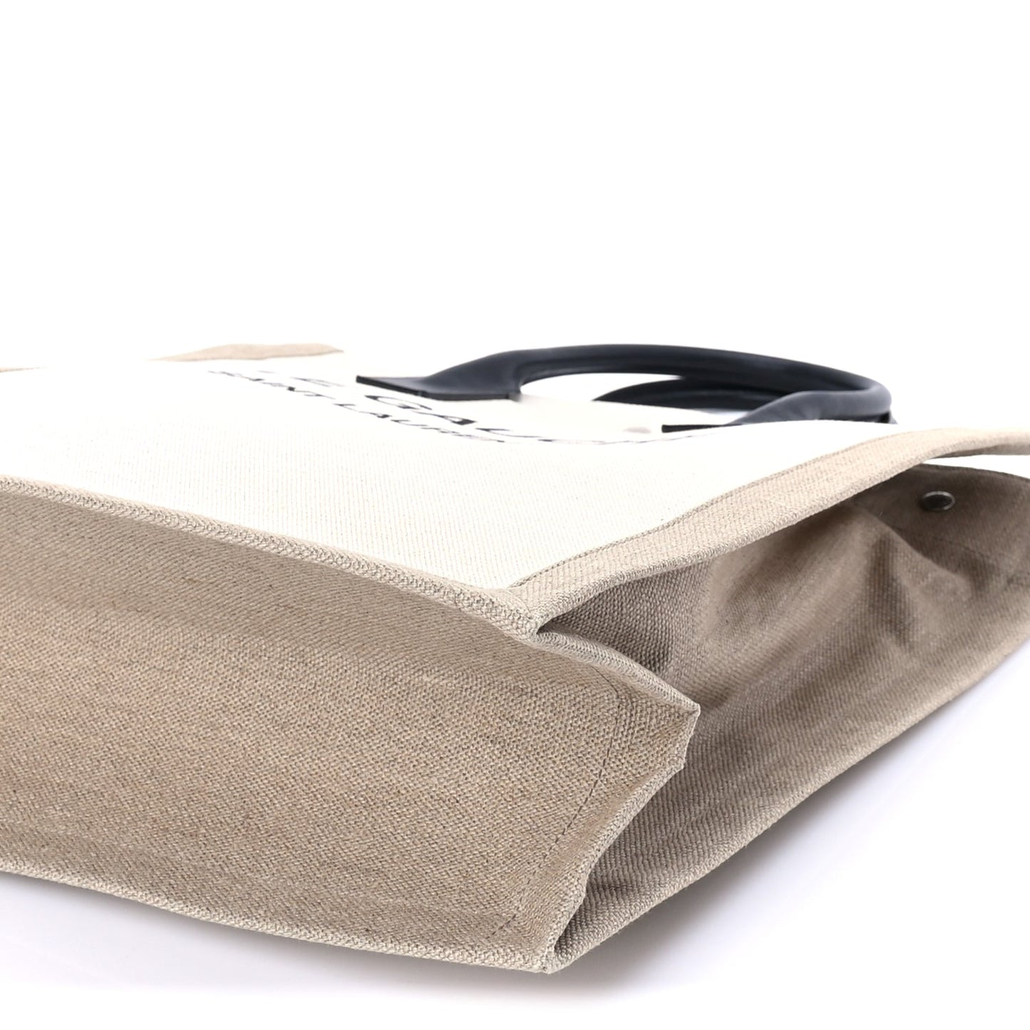Saint Laurent Linen Calfskin Rive Gauche North South Tote Optic White