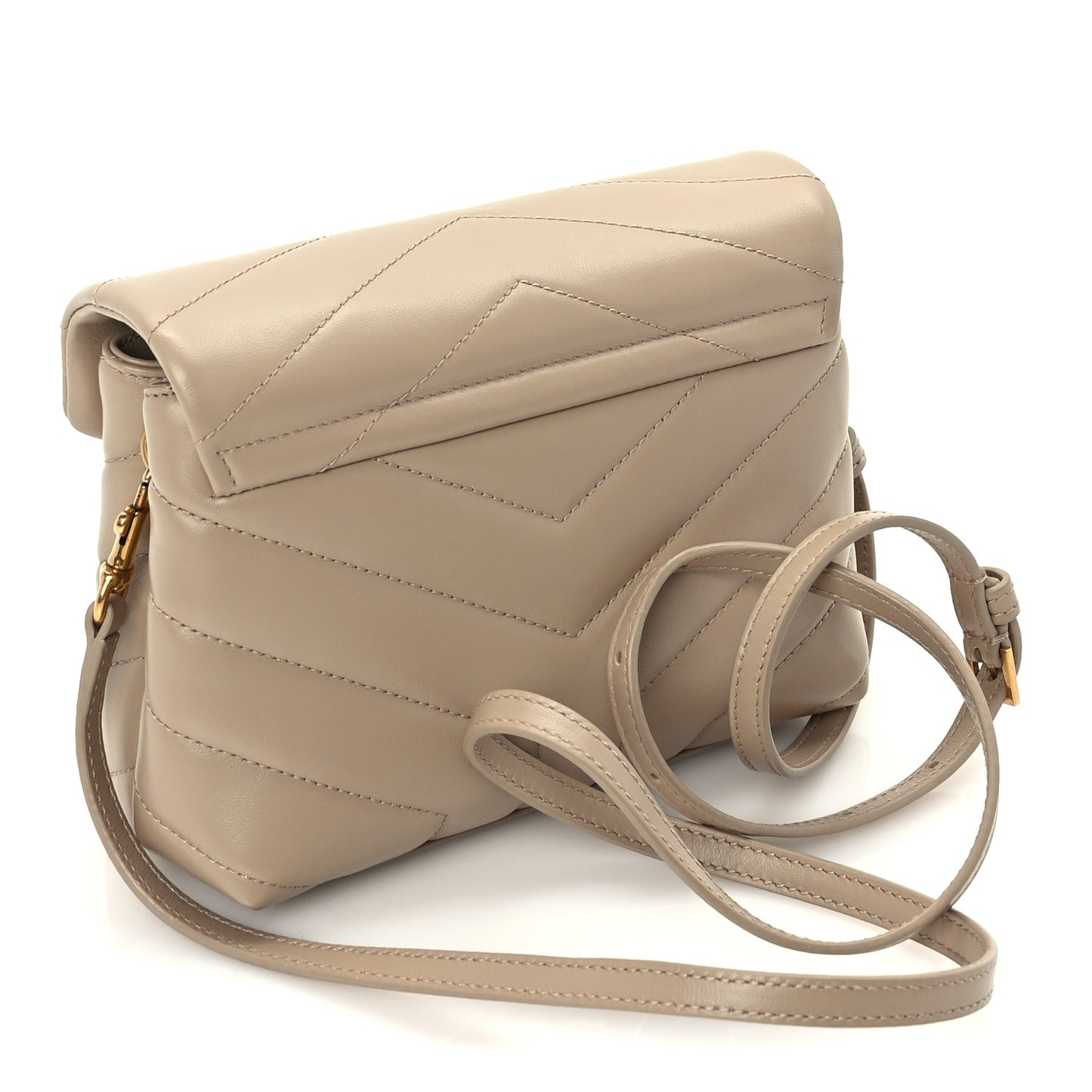 Saint Laurent Calfskin Y Quilted Monogram Toy Loulou Crossbody Bag Dark Beige
