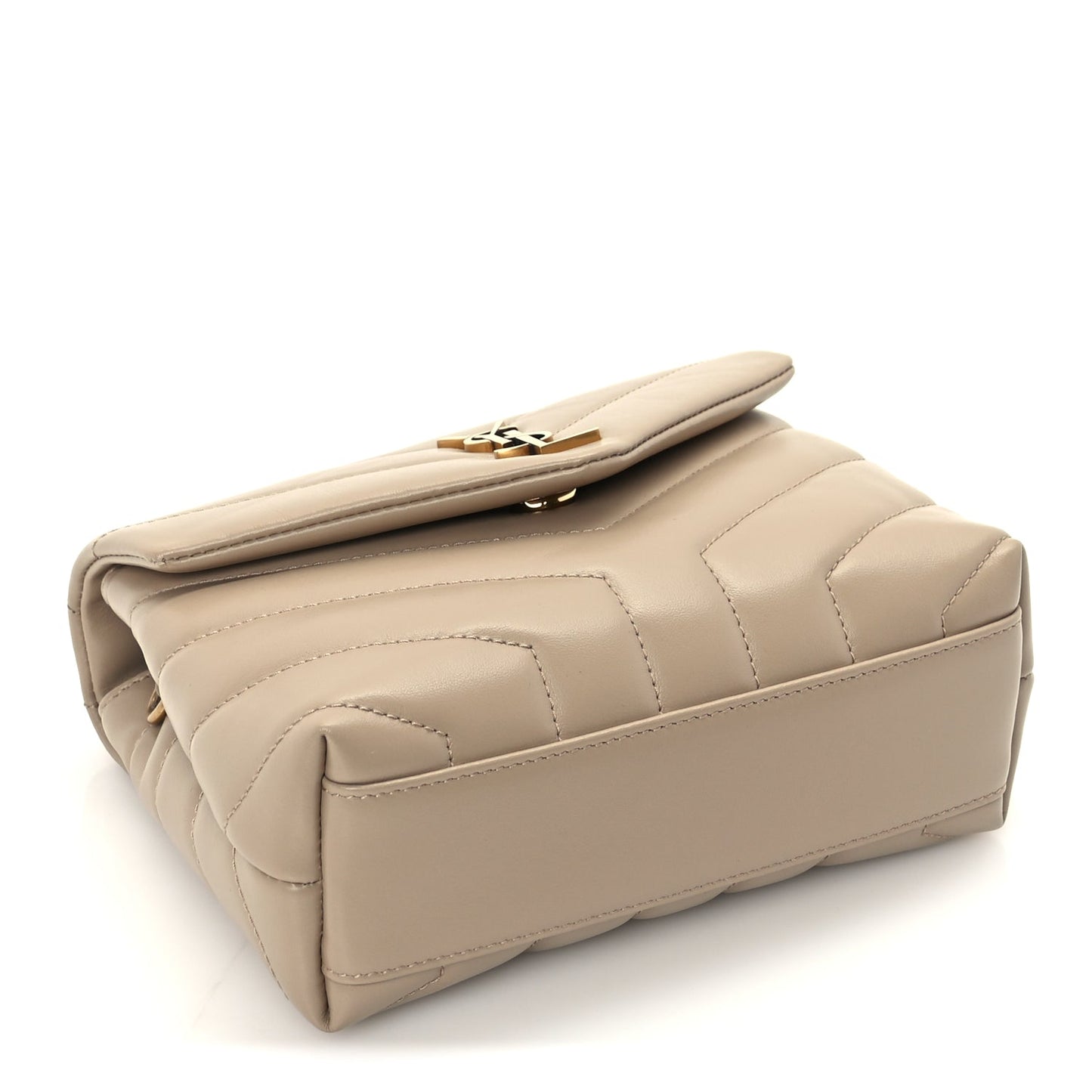 Saint Laurent Calfskin Y Quilted Monogram Toy Loulou Crossbody Bag Dark Beige