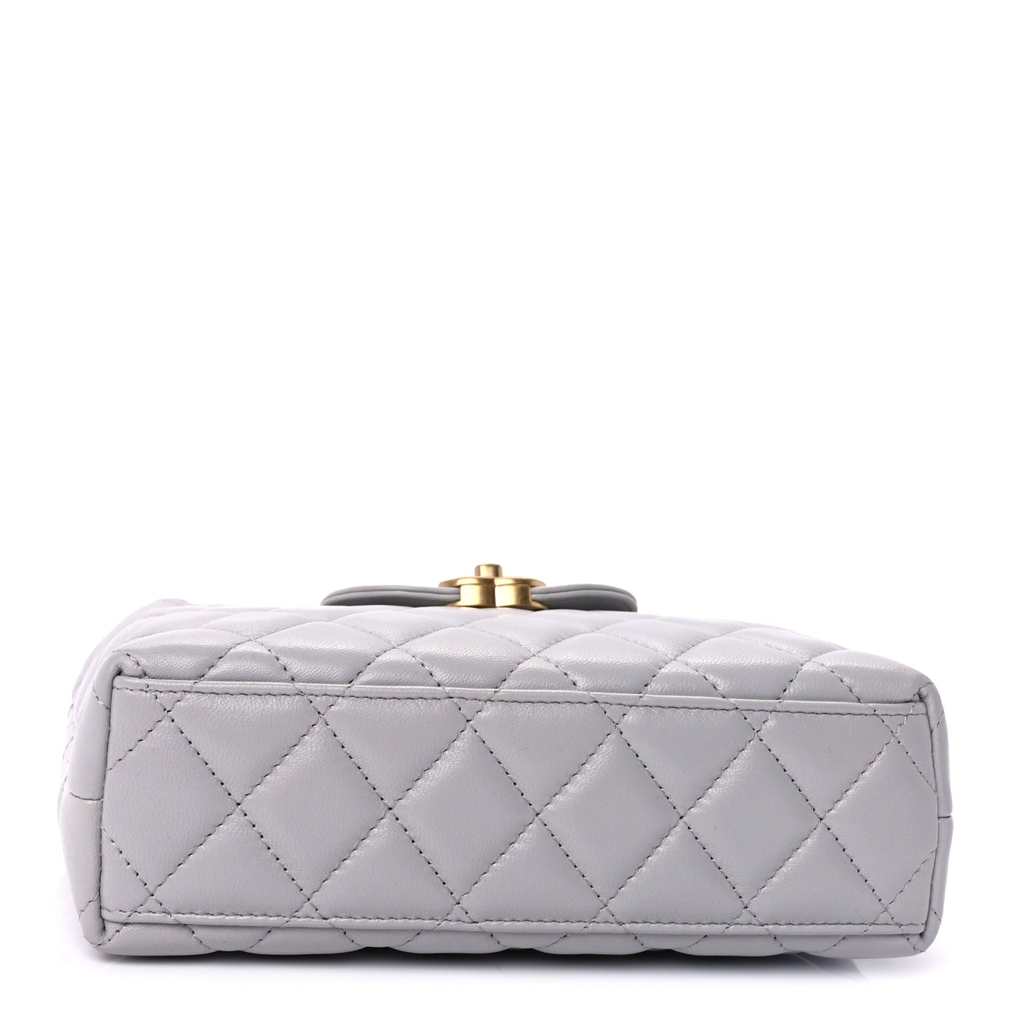 Chanel Shiny Aged Calfskin Quilted Nano Kelly Shopper  Light Grey