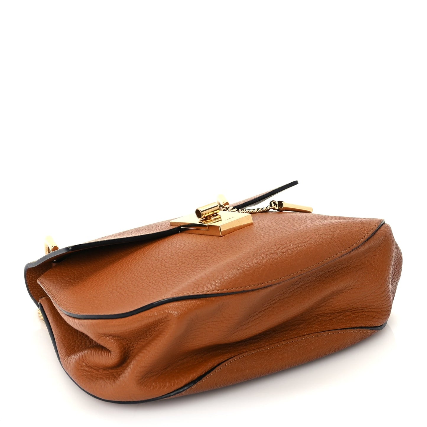 Chloe Grained Lambskin Mini Drew Shoulder Bag  Caramel