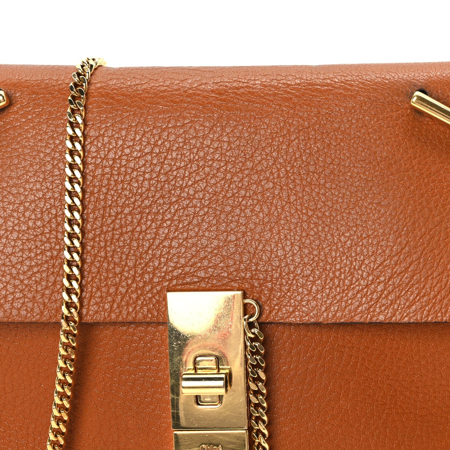 Chloe Grained Lambskin Mini Drew Shoulder Bag  Caramel