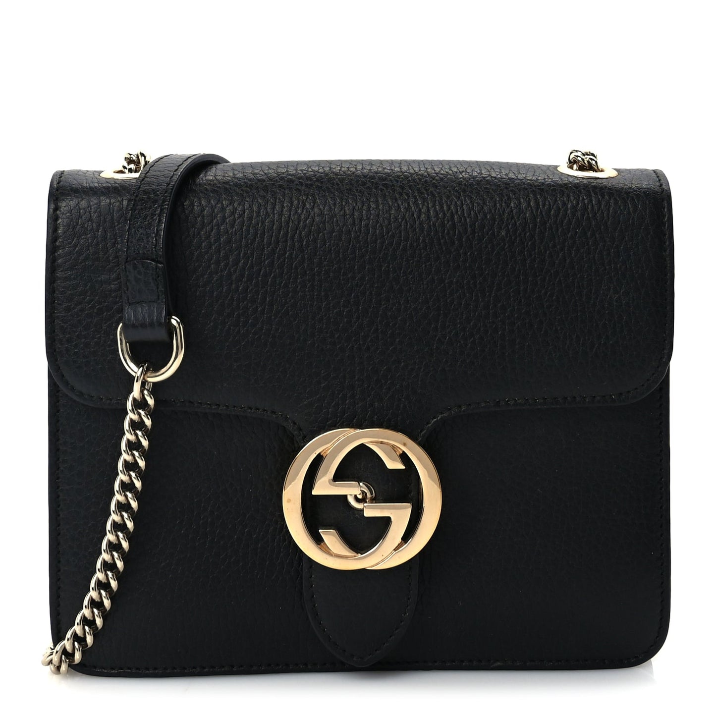 Gucci Dollar Calfskin Small Interlocking G Shoulder Bag Black