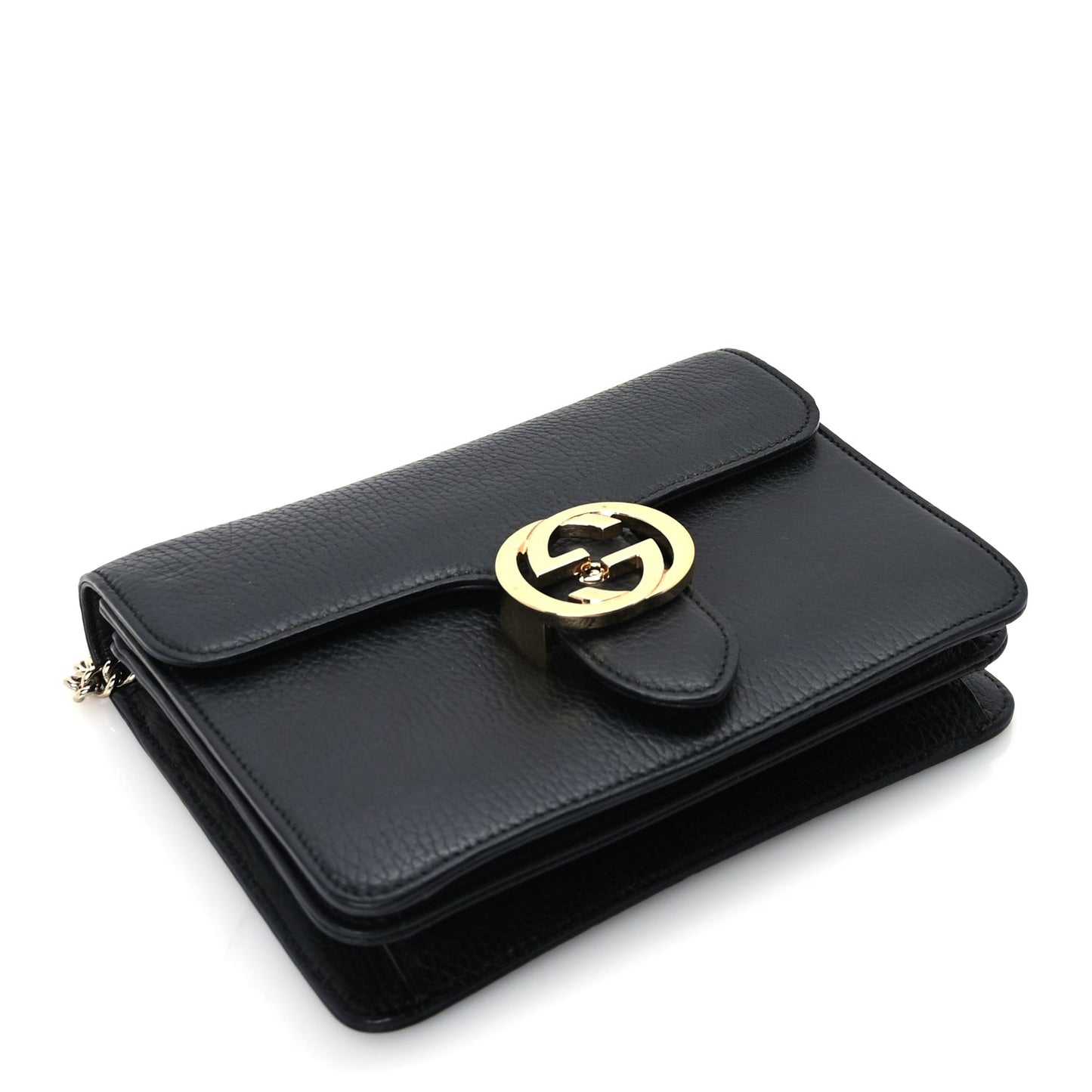 Gucci Dollar Calfskin Small Interlocking G Shoulder Bag Black