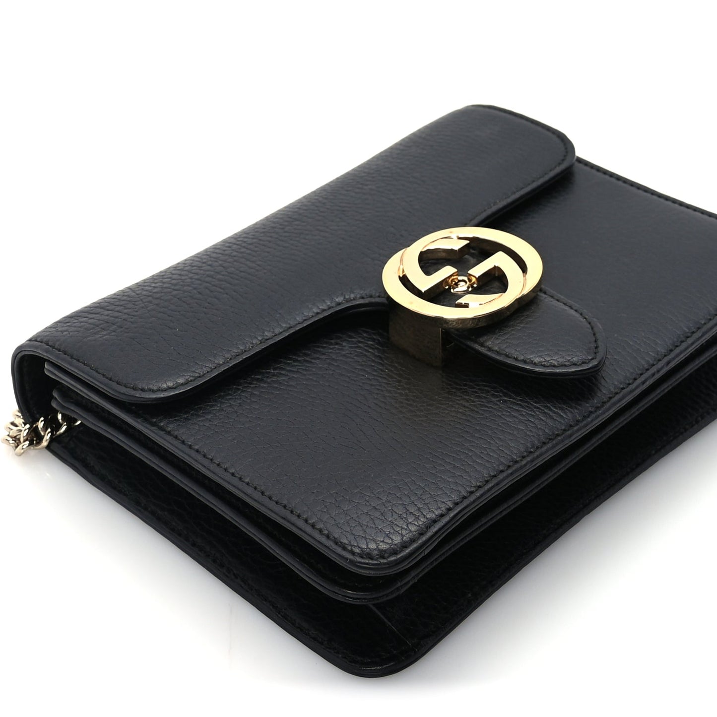 Gucci Dollar Calfskin Small Interlocking G Shoulder Bag Black