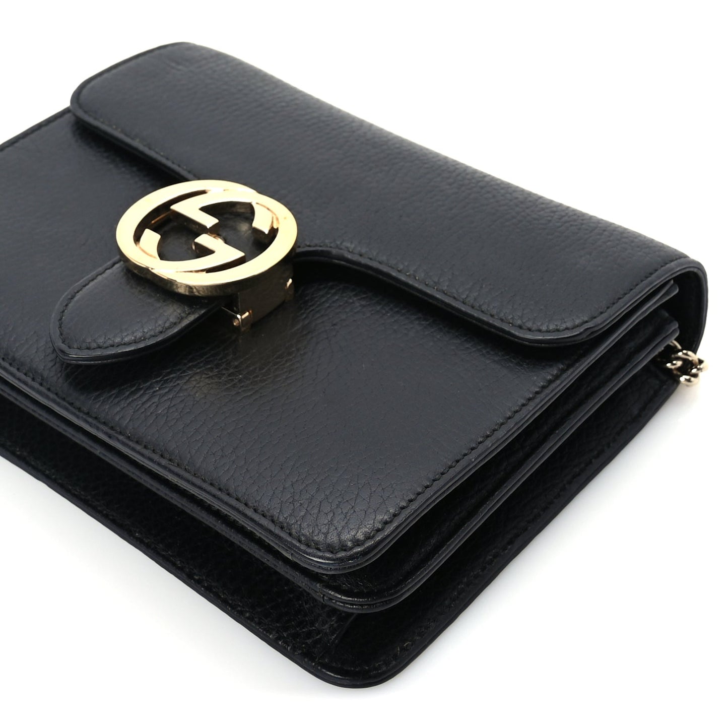 Gucci Dollar Calfskin Small Interlocking G Shoulder Bag Black