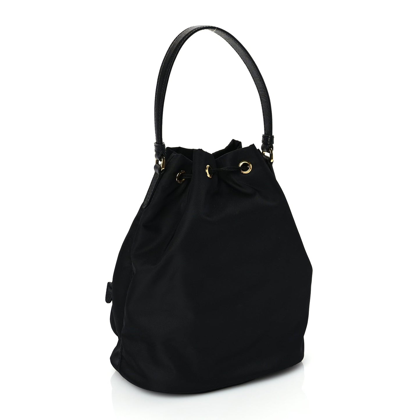 Prada Saffiano Tessuto Nylon Mini Bucket Crossbody Bag Black