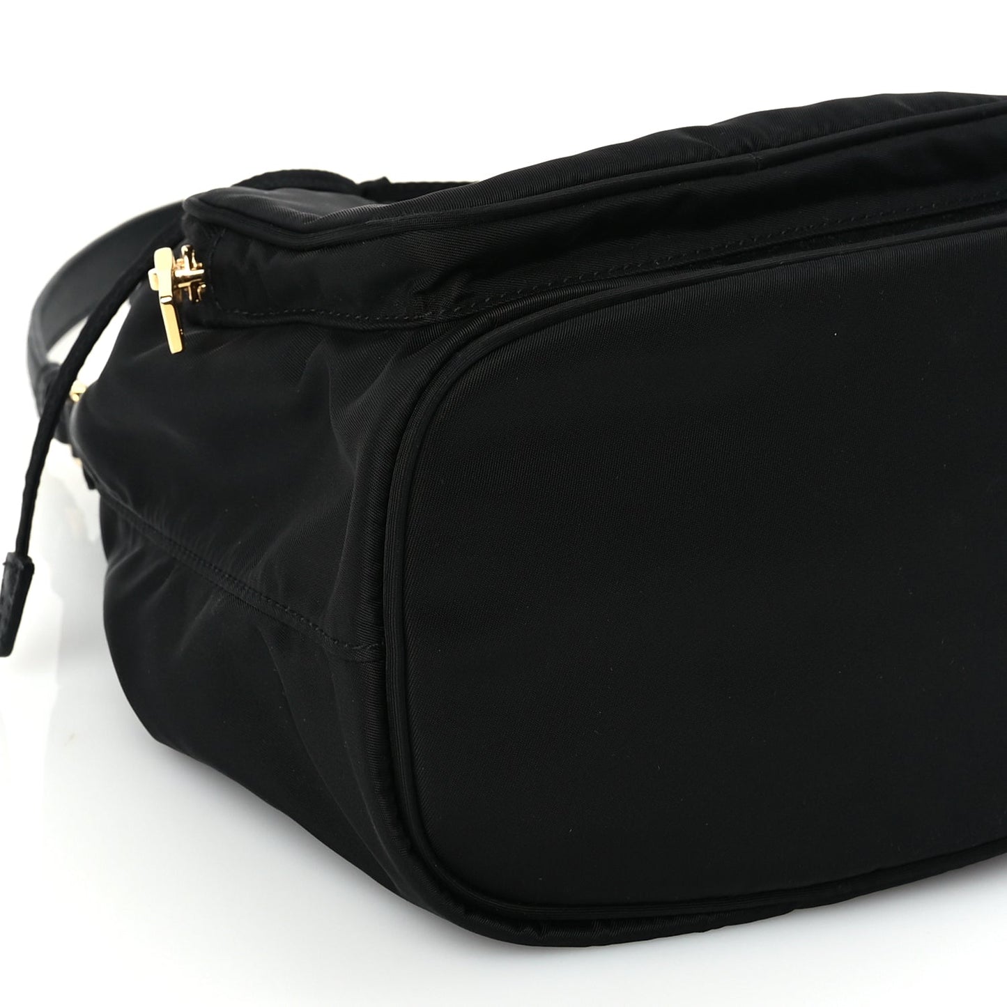 Prada Saffiano Tessuto Nylon Mini Bucket Crossbody Bag Black