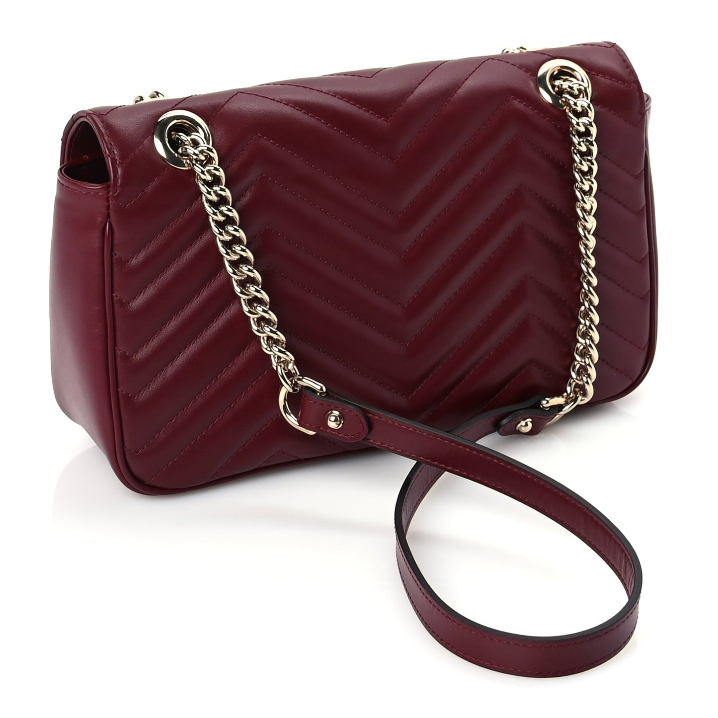 Gucci Calfskin Matelasse Small GG Marmont Shoulder Bag  Rosso Ancora