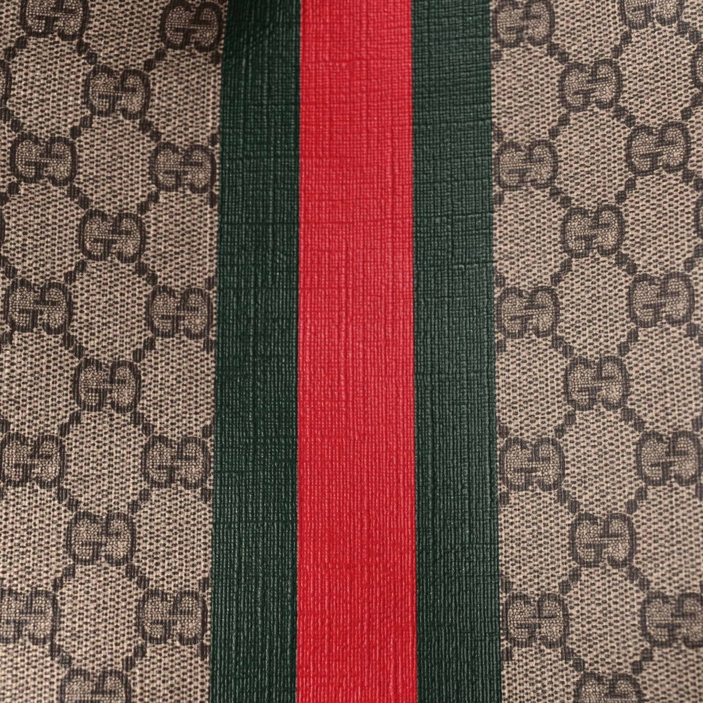 Gucci GG Supreme Monogram Textured Dollar Calfskin Web Large Ophidia Tote Beige Ebony New Acero