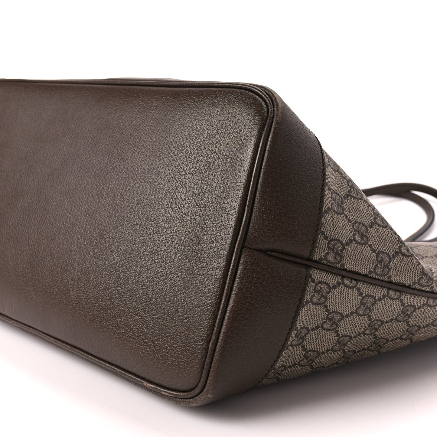 Gucci GG Supreme Monogram Textured Dollar Calfskin Web Large Ophidia Tote Beige Ebony New Acero
