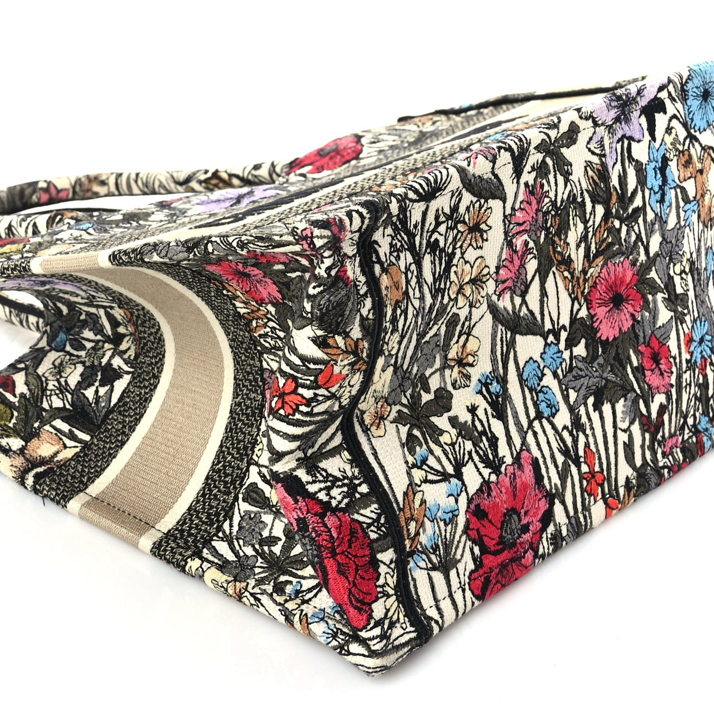 Christian Dior Canvas Embroidered Medium Mille Fleurs Book Tote Multicolor