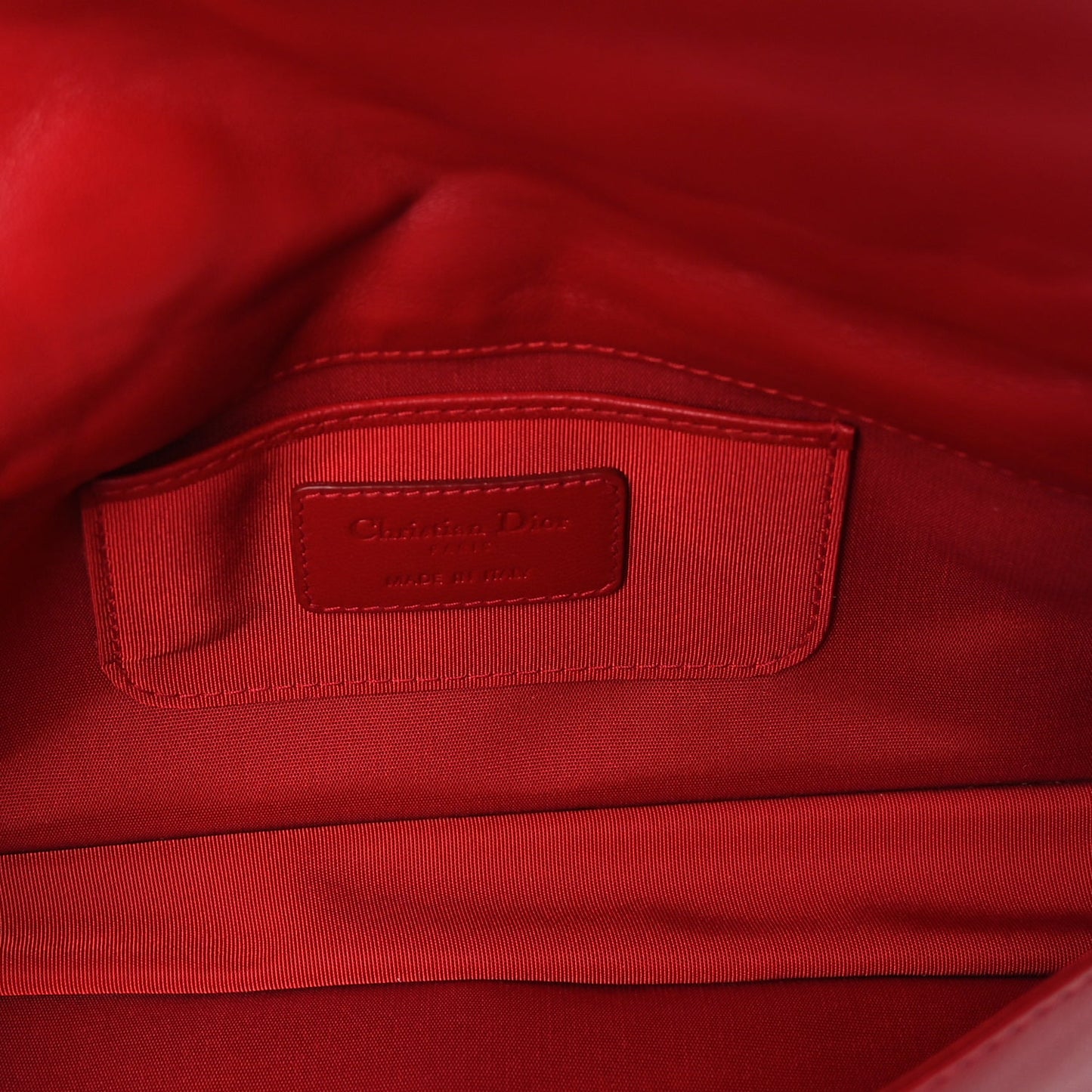 Christian Dior Lambskin Cannage Lady Dior Convertible Clutch Red