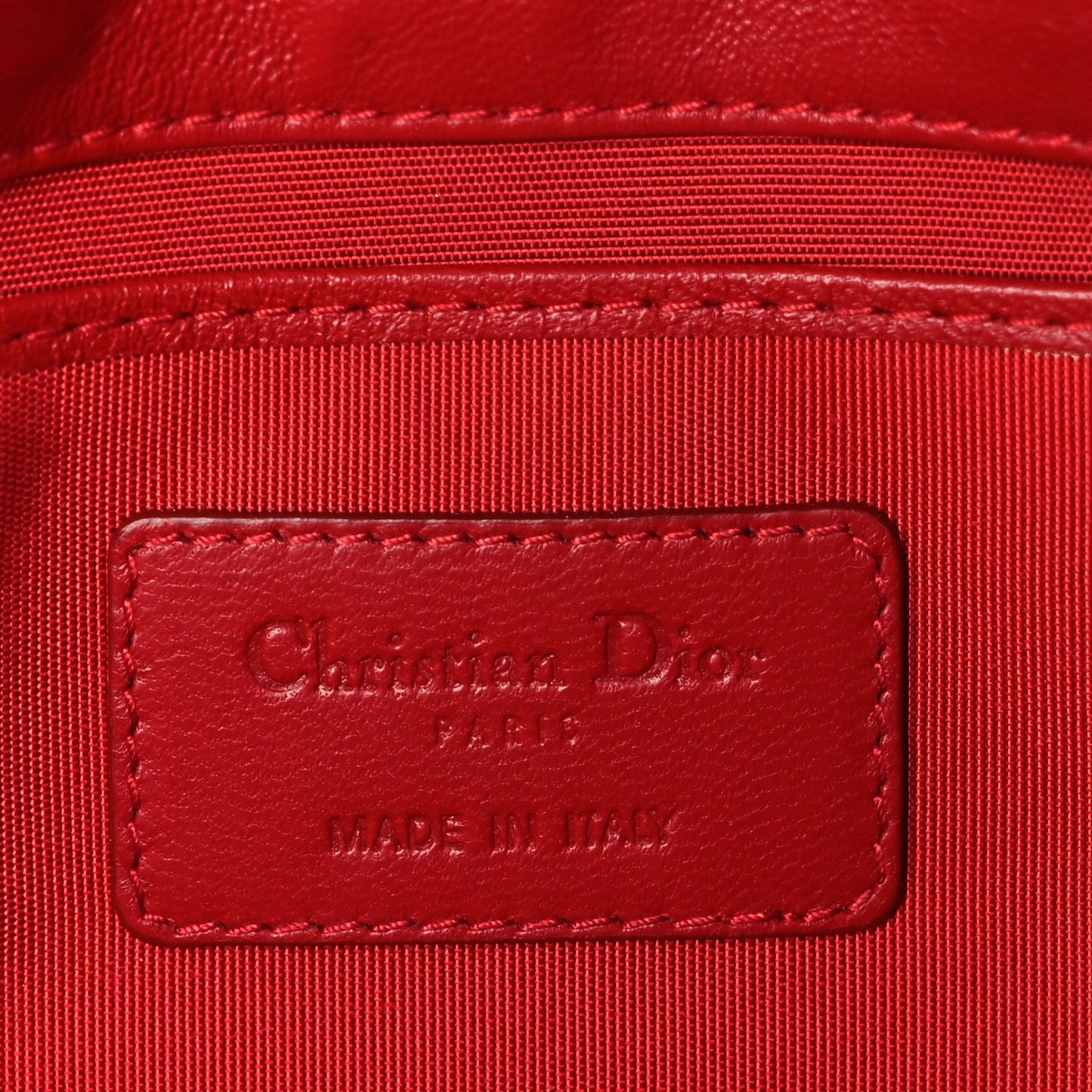 Christian Dior Lambskin Cannage Lady Dior Convertible Clutch Red