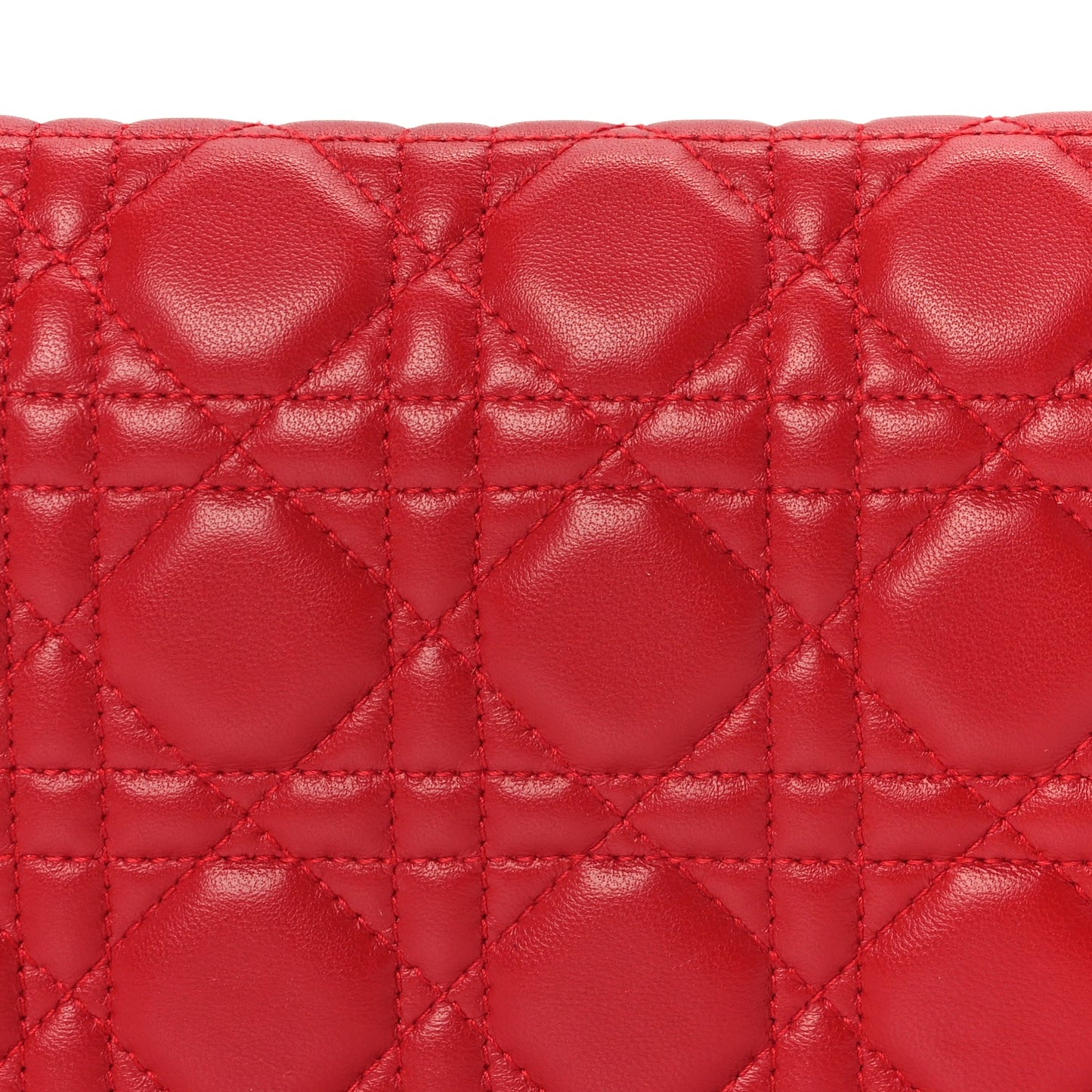 Christian Dior Lambskin Cannage Lady Dior Convertible Clutch Red