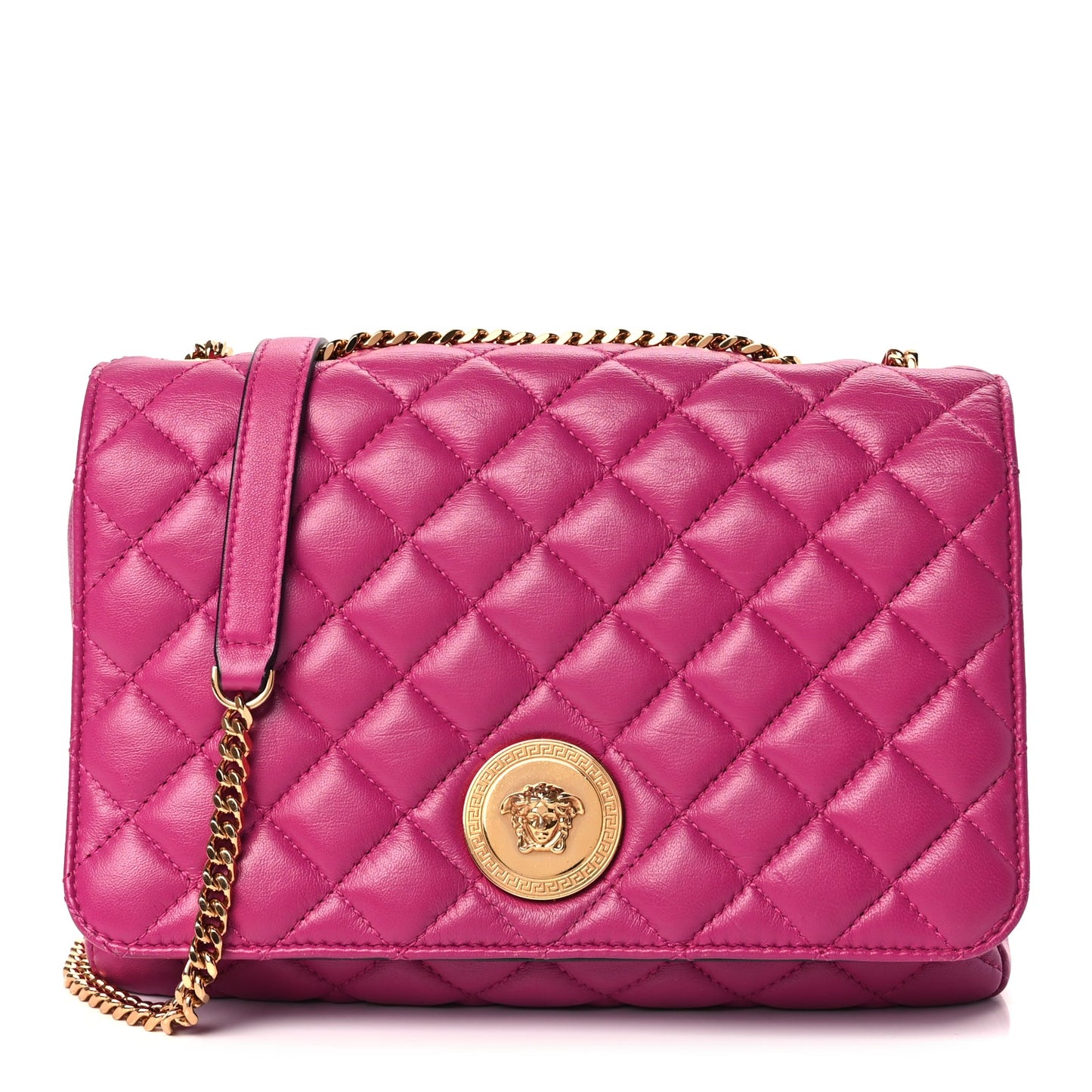 Versace Nappa Quilted Medusa Chain Crossbody Pink