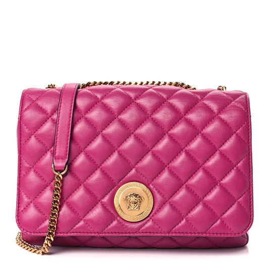 Versace Nappa Quilted Medusa Chain Crossbody Pink