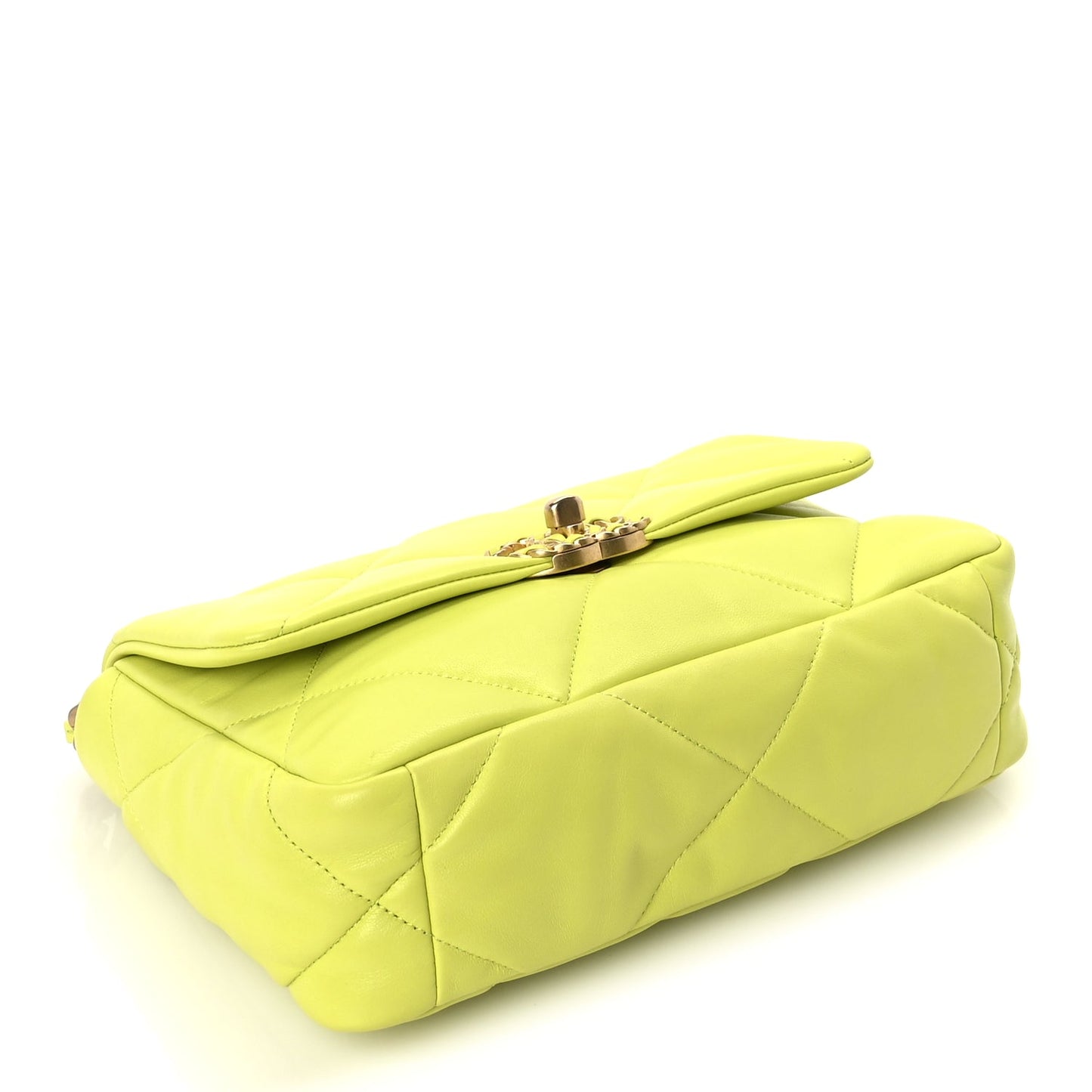 Chanel Shiny Lambskin Quilted Medium Chanel 19 Flap  Neon Yellow
