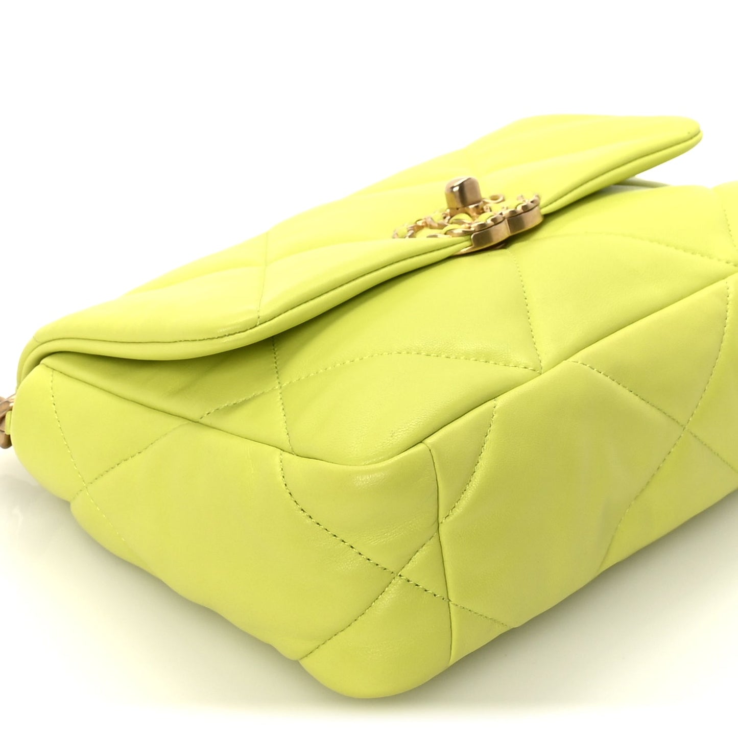 Chanel Shiny Lambskin Quilted Medium Chanel 19 Flap  Neon Yellow