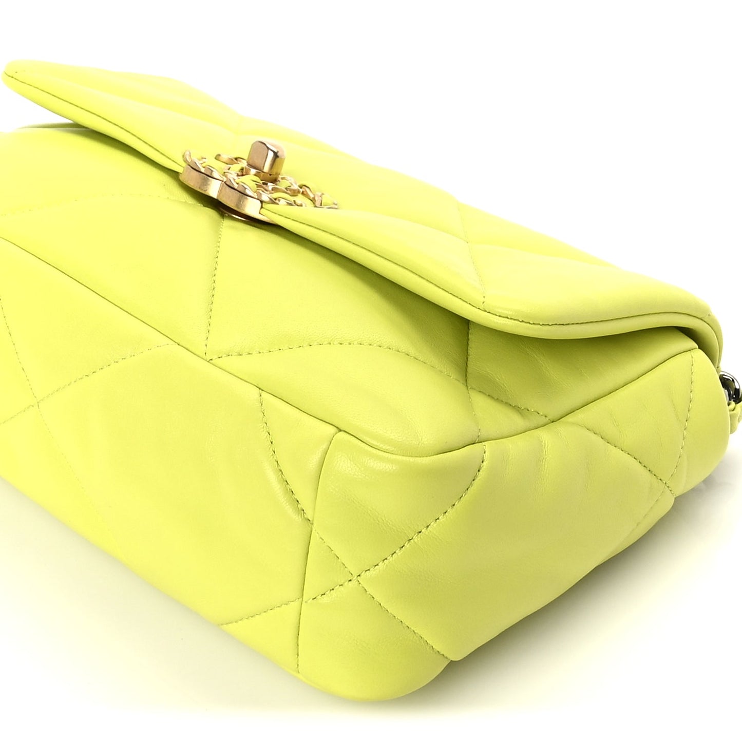 Chanel Shiny Lambskin Quilted Medium Chanel 19 Flap  Neon Yellow