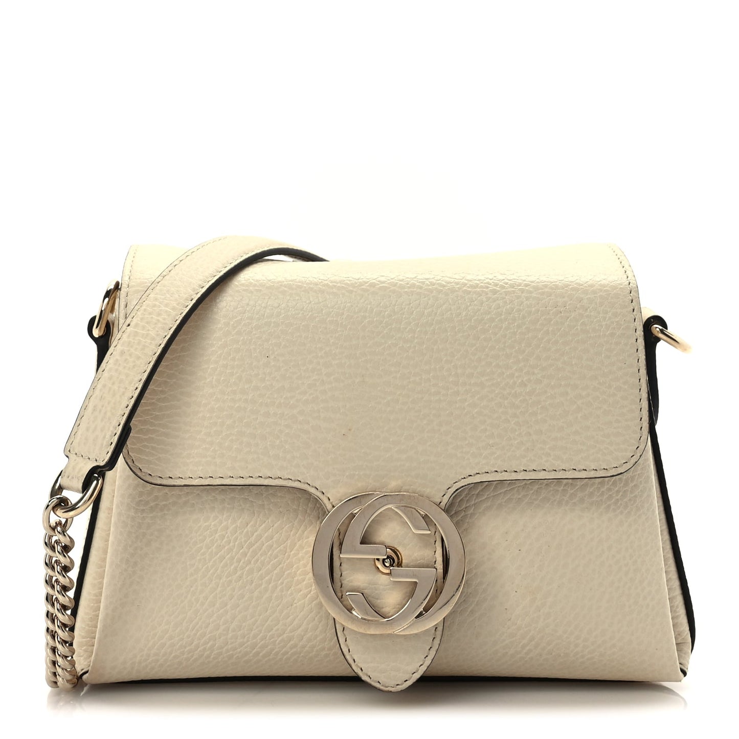 Gucci Dollar Calfskin Interlocking G Crossbody Bag Mystic White