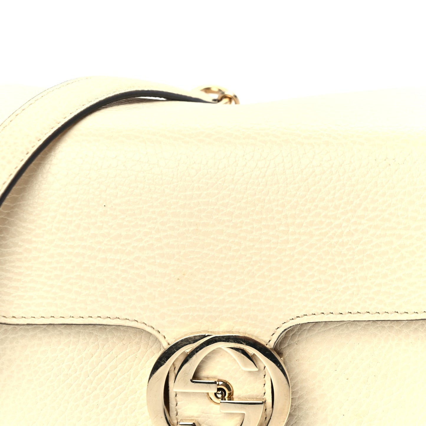 Gucci Dollar Calfskin Interlocking G Crossbody Bag Mystic White