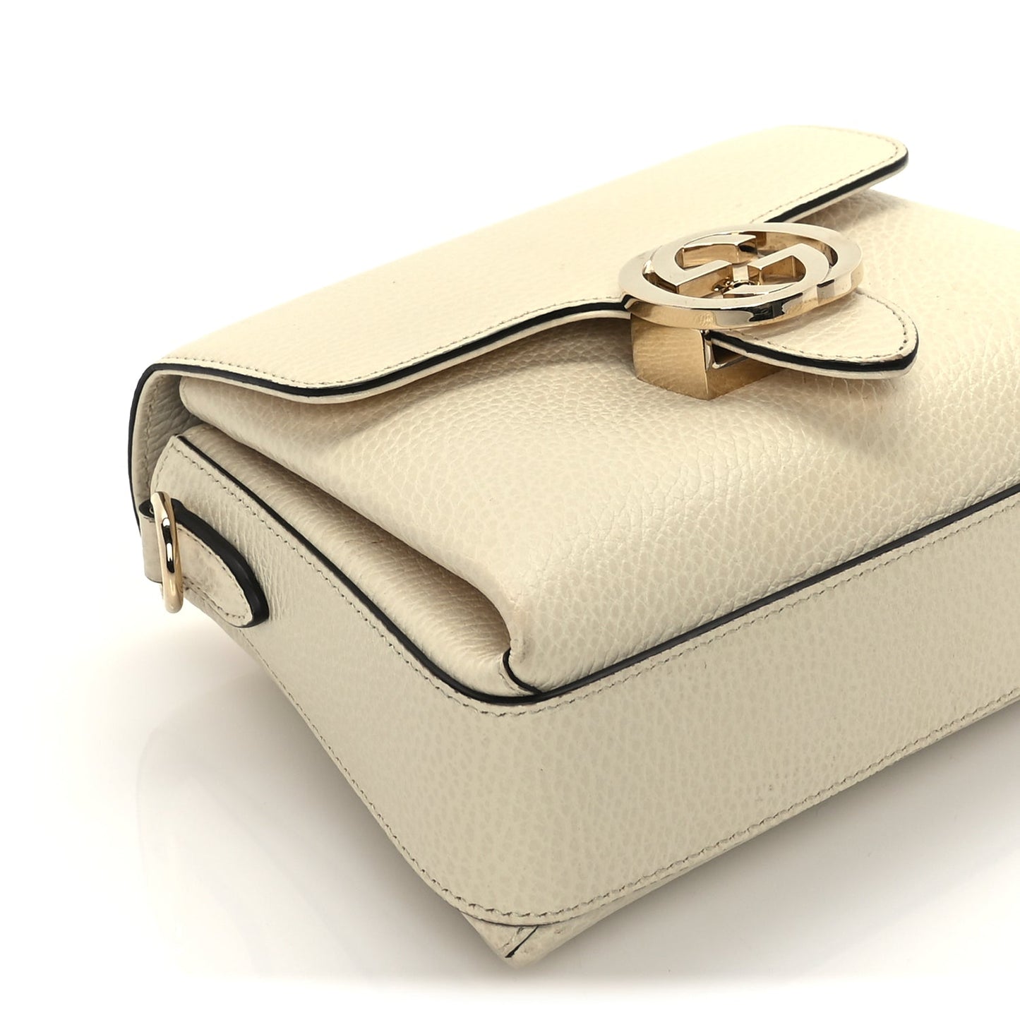 Gucci Dollar Calfskin Interlocking G Crossbody Bag Mystic White