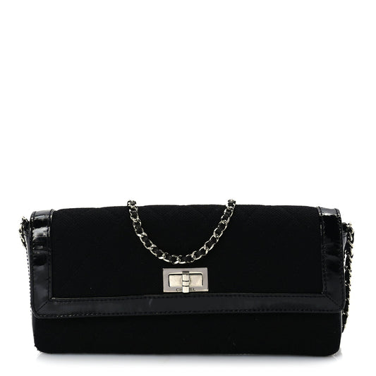 Chanel Jersey Patent Quilted 2.55 Reissue East West Flap Black