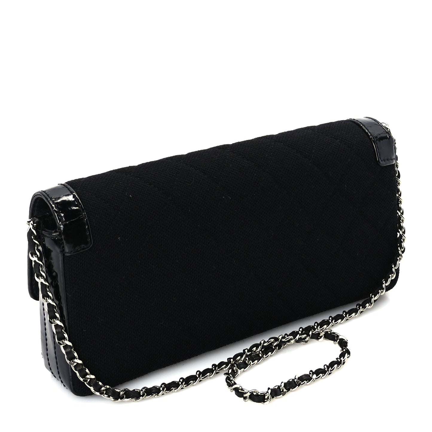 Chanel Jersey Patent Quilted 2.55 Reissue East West Flap Black