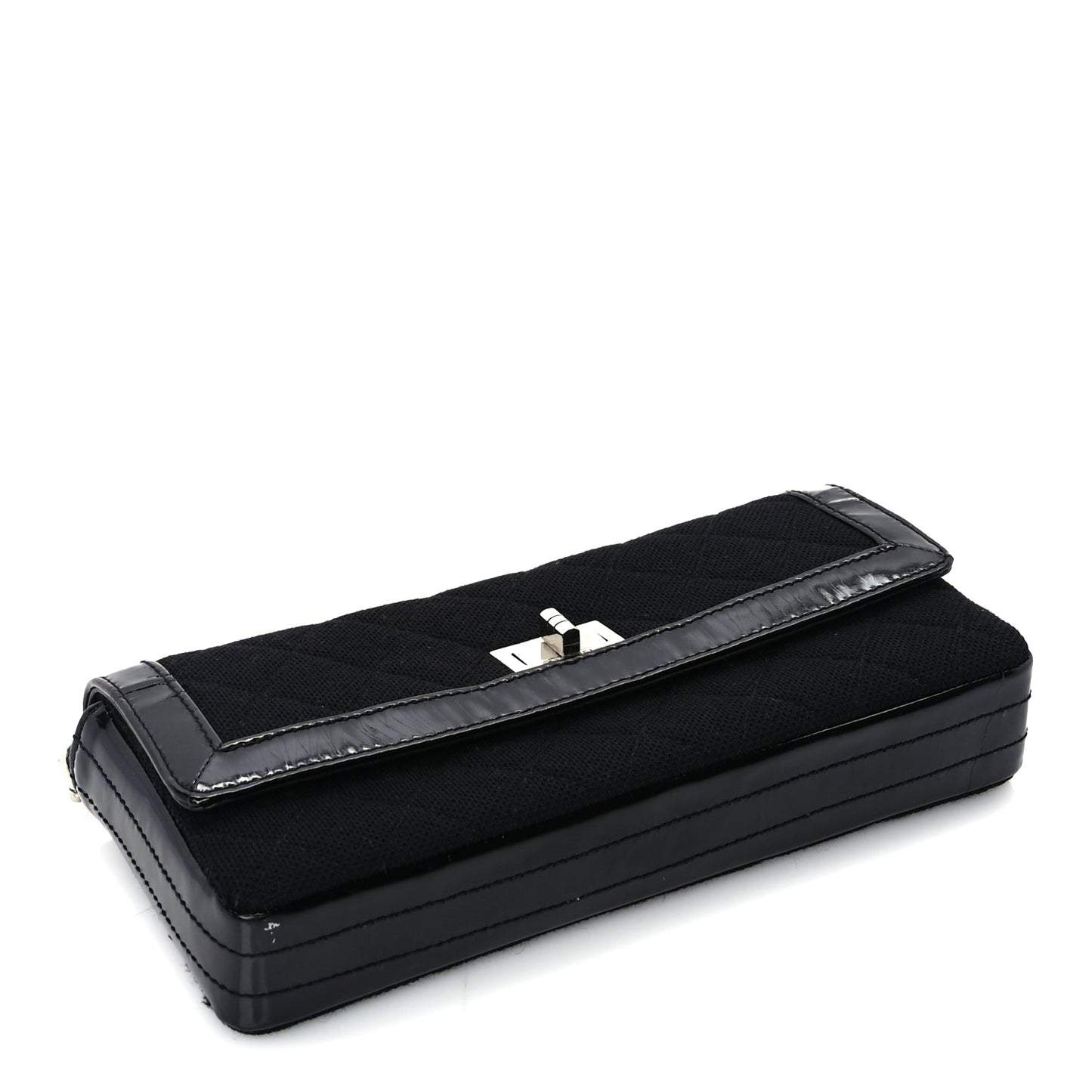 Chanel Jersey Patent Quilted 2.55 Reissue East West Flap Black