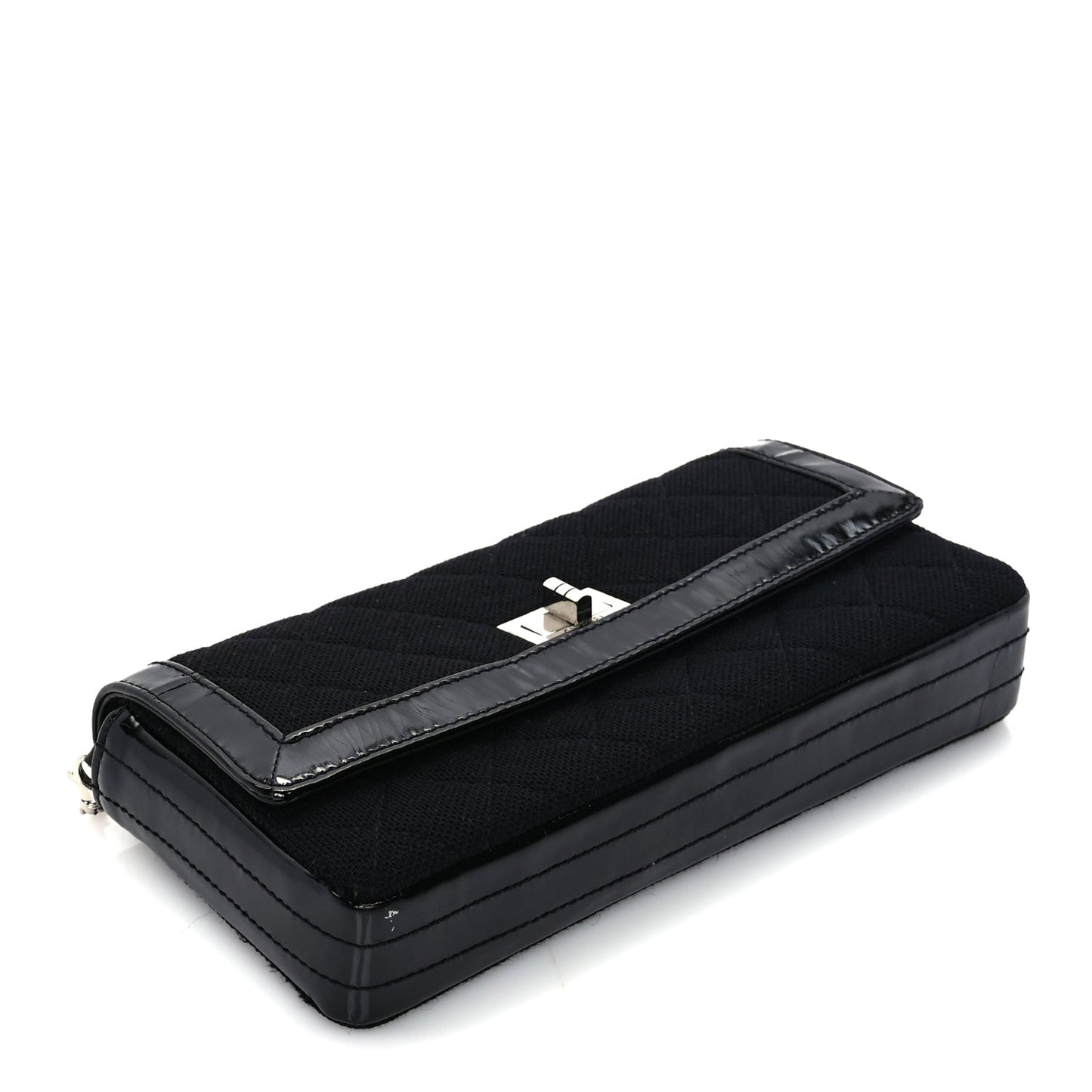 Chanel Jersey Patent Quilted 2.55 Reissue East West Flap Black