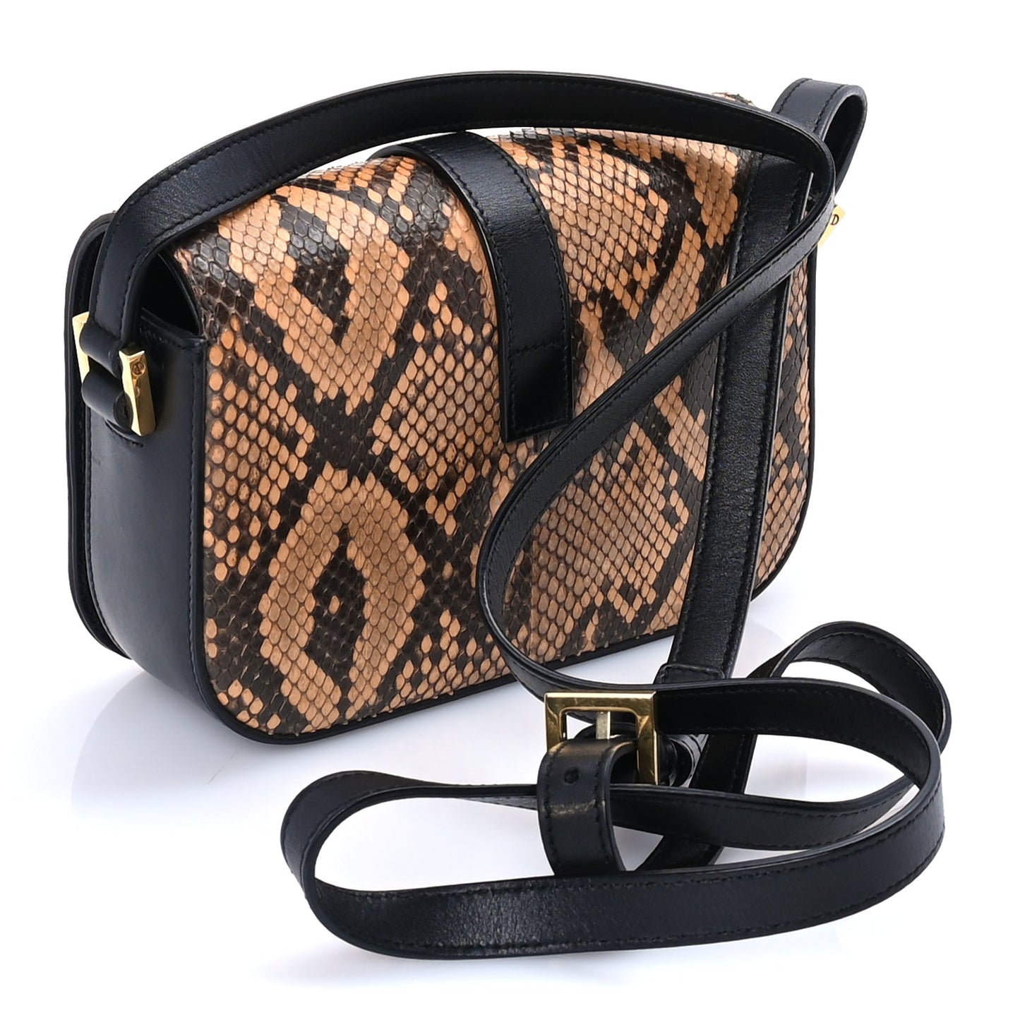 Saint Laurent Snakeskin Classic Small Monogram Universite Bag Black