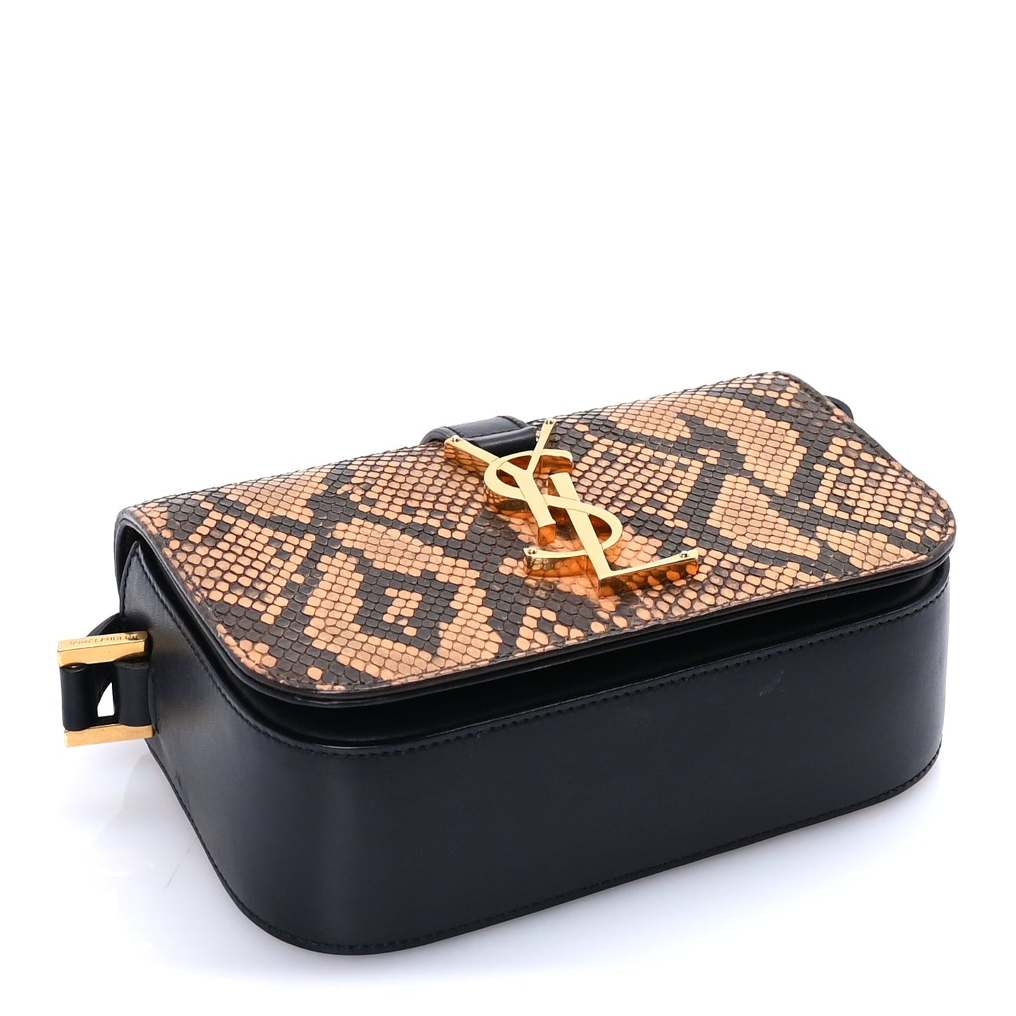 Saint Laurent Snakeskin Classic Small Monogram Universite Bag Black
