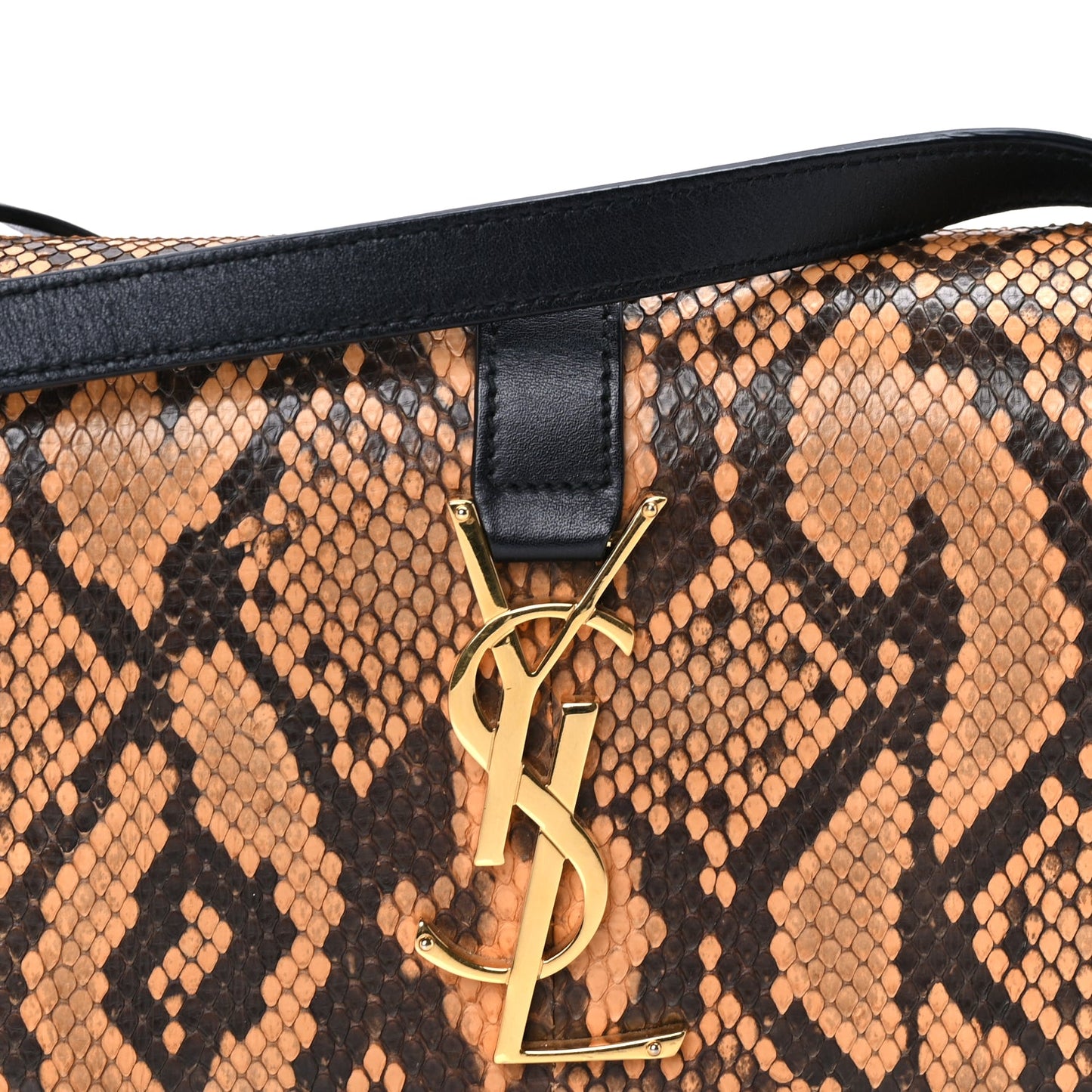 Saint Laurent Snakeskin Classic Small Monogram Universite Bag Black