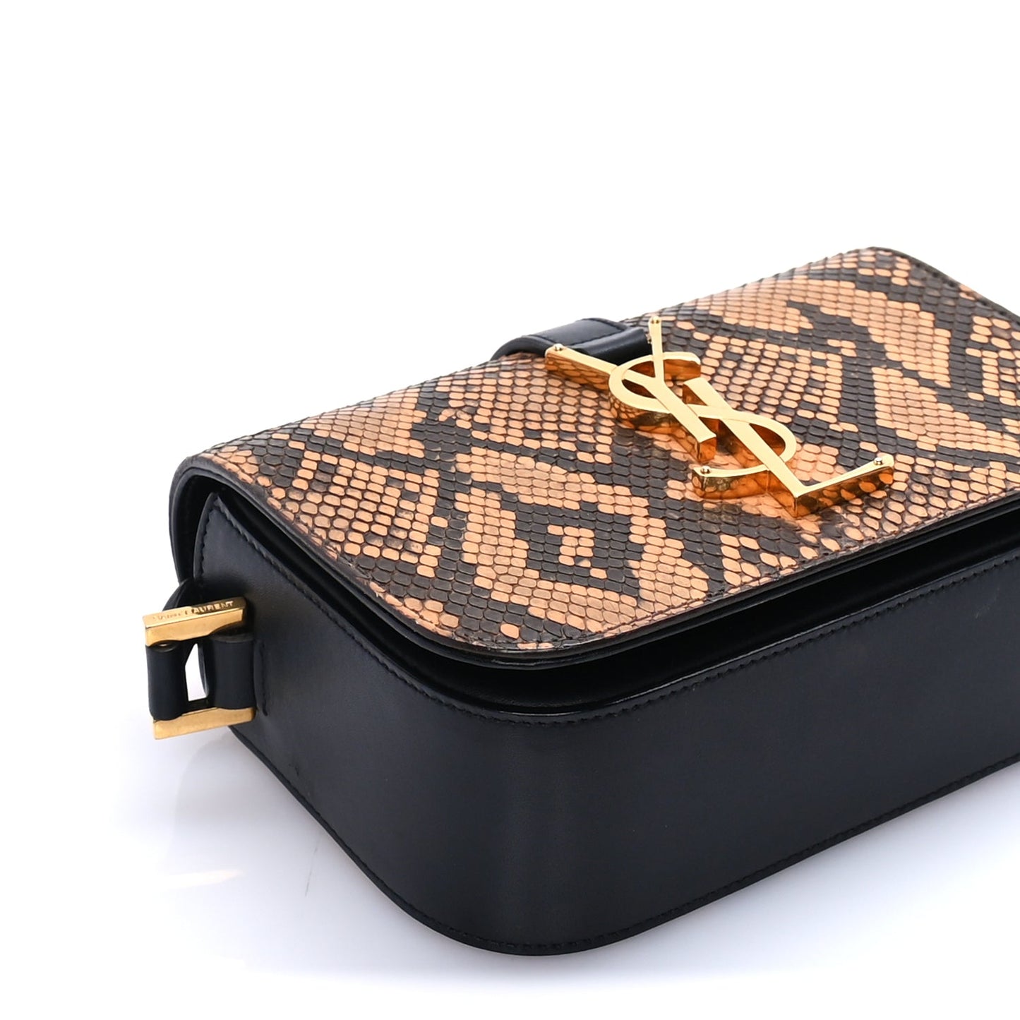 Saint Laurent Snakeskin Classic Small Monogram Universite Bag Black