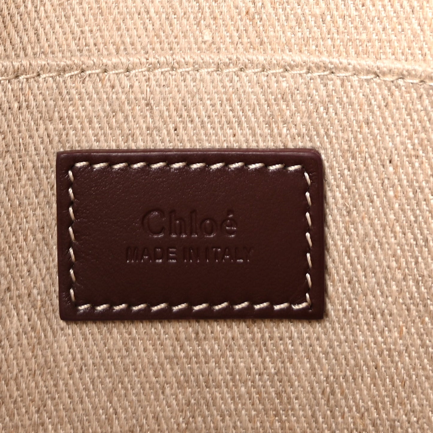 Chloe Linen Calfskin Medium Woody Ribbon Tote Pink