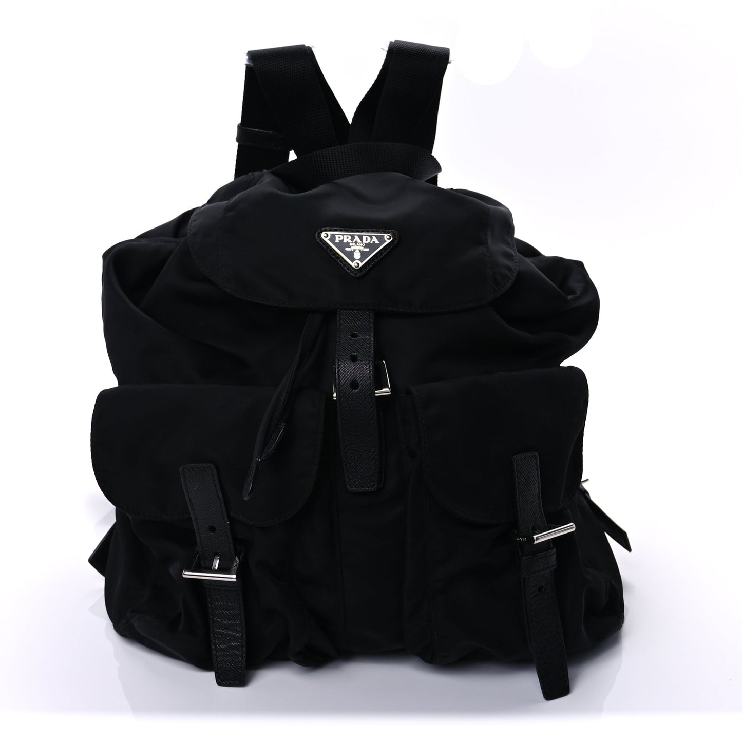Prada Tessuto Nylon Saffiano Vela Medium Backpack  Black