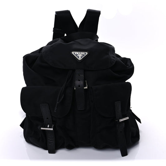 Prada Tessuto Nylon Saffiano Vela Medium Backpack  Black