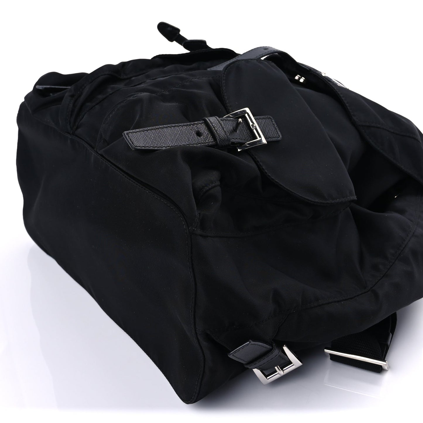 Prada Tessuto Nylon Saffiano Vela Medium Backpack  Black