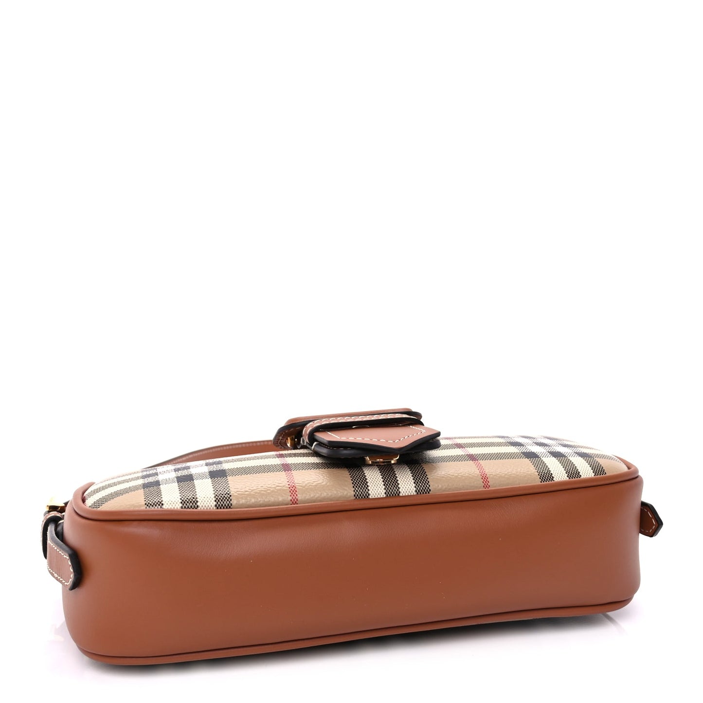 Burberry E-Canvas Vintage Check Sling Buckle Bag Briar Brown
