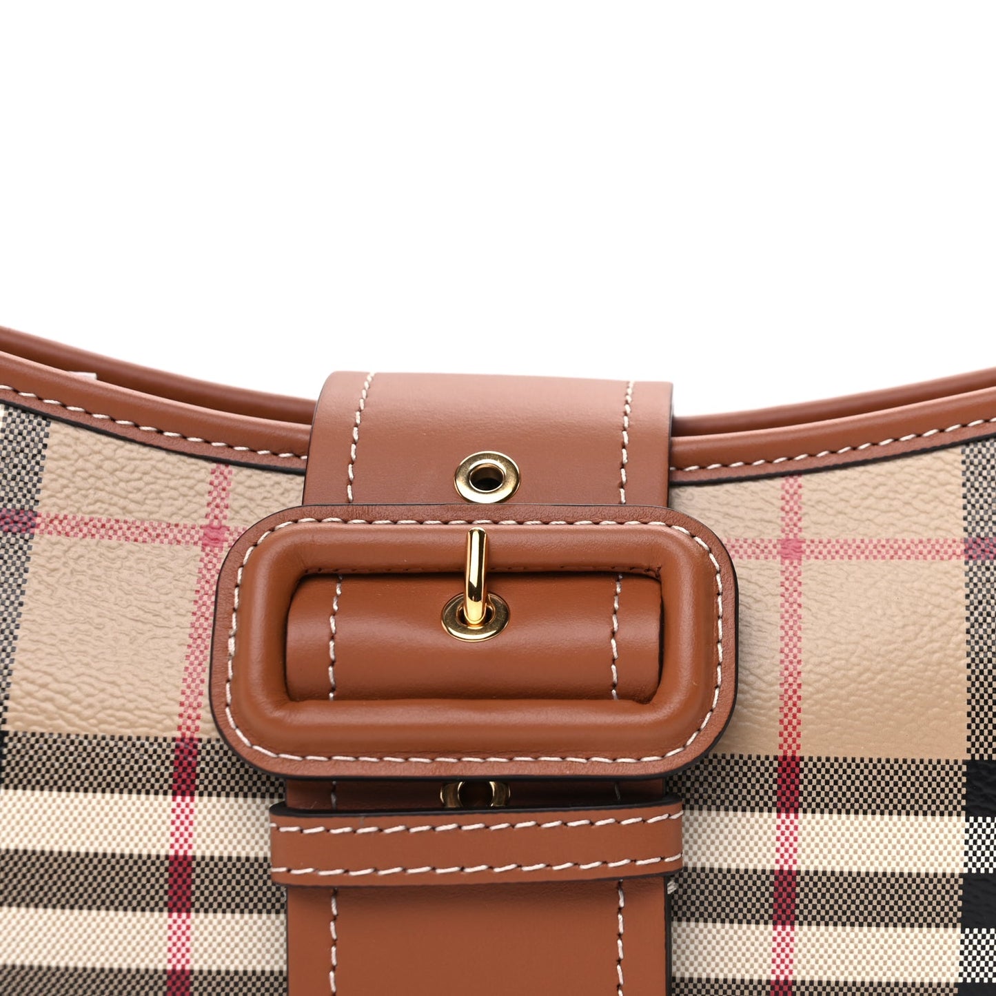 Burberry E-Canvas Vintage Check Sling Buckle Bag Briar Brown