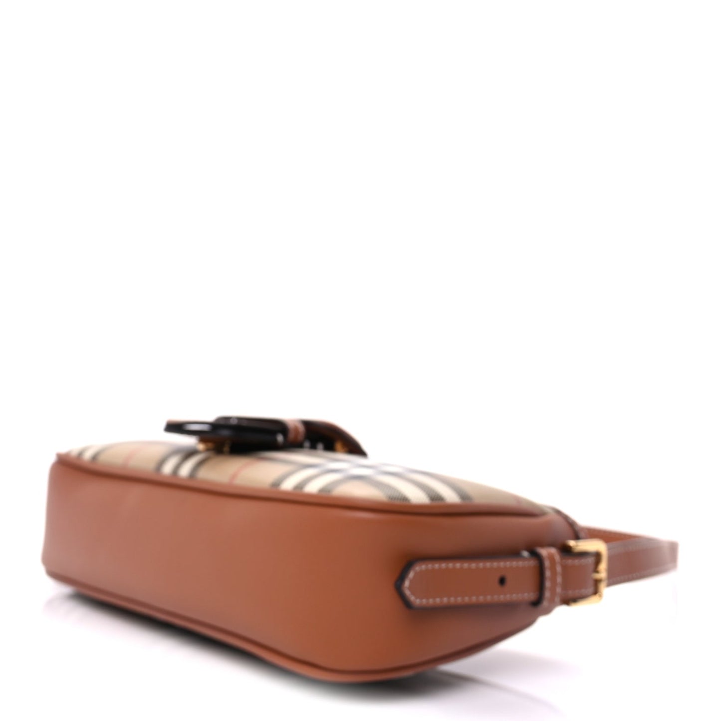 Burberry E-Canvas Vintage Check Sling Buckle Bag Briar Brown