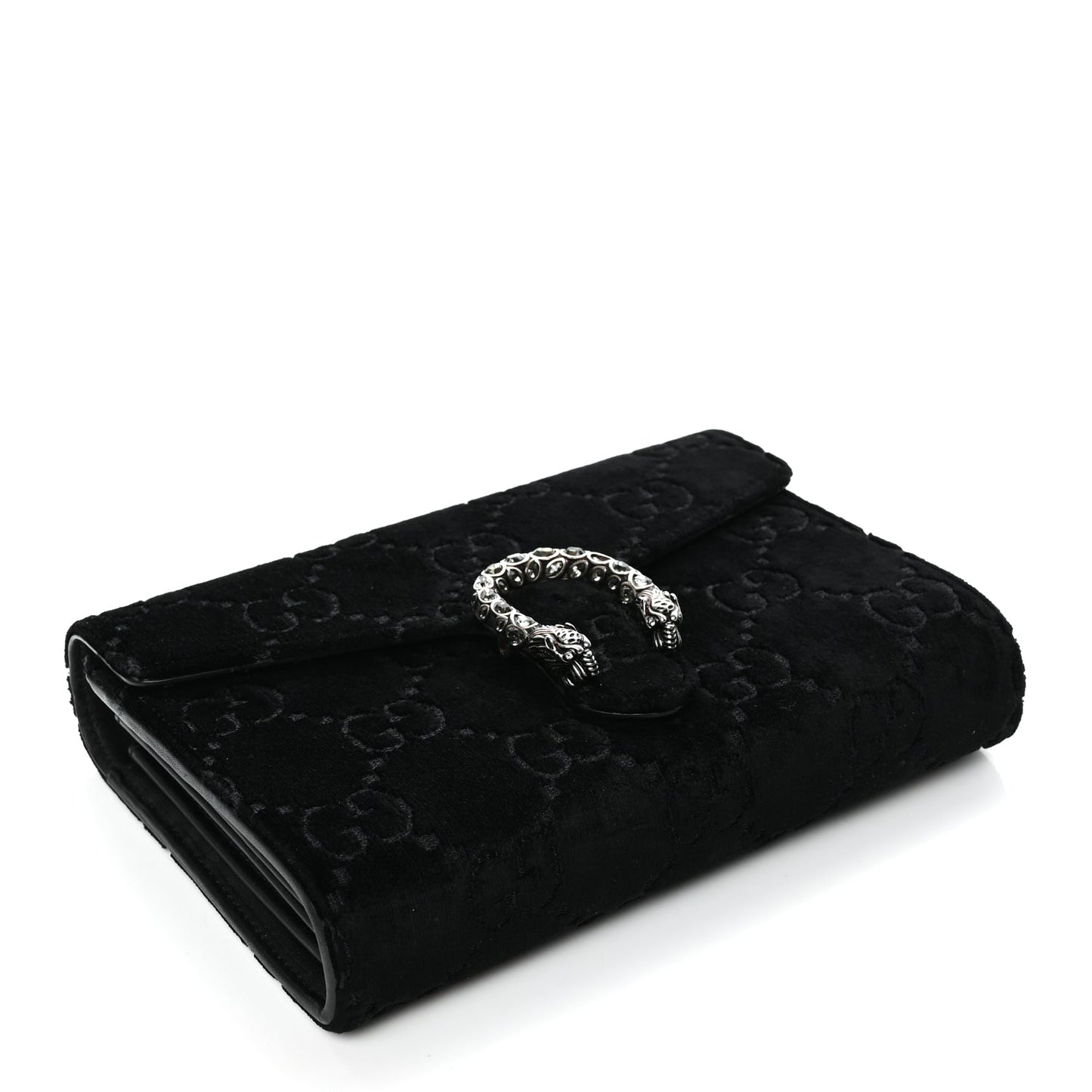 Gucci Velvet GG Monogram Mini Dionysus Chain Wallet Black