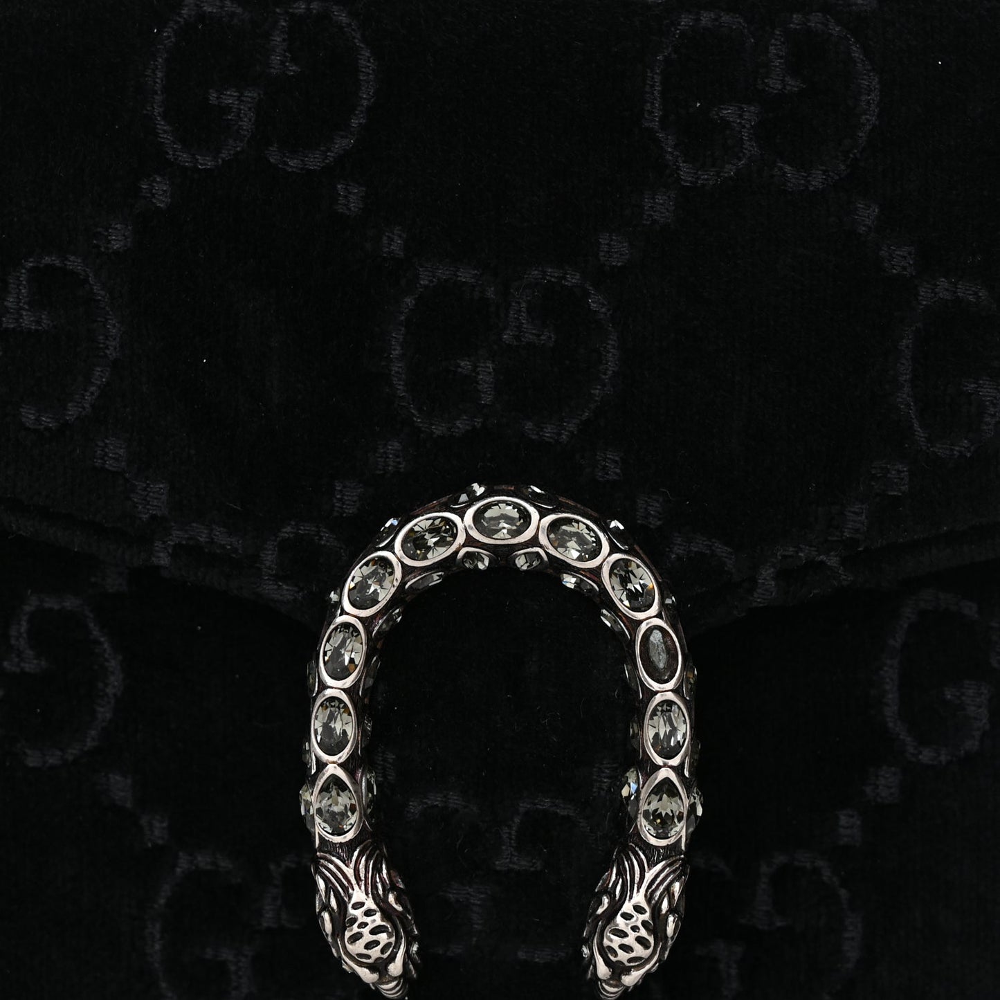 Gucci Velvet GG Monogram Mini Dionysus Chain Wallet Black