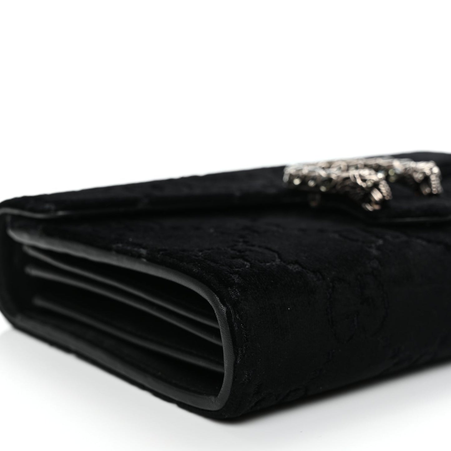 Gucci Velvet GG Monogram Mini Dionysus Chain Wallet Black