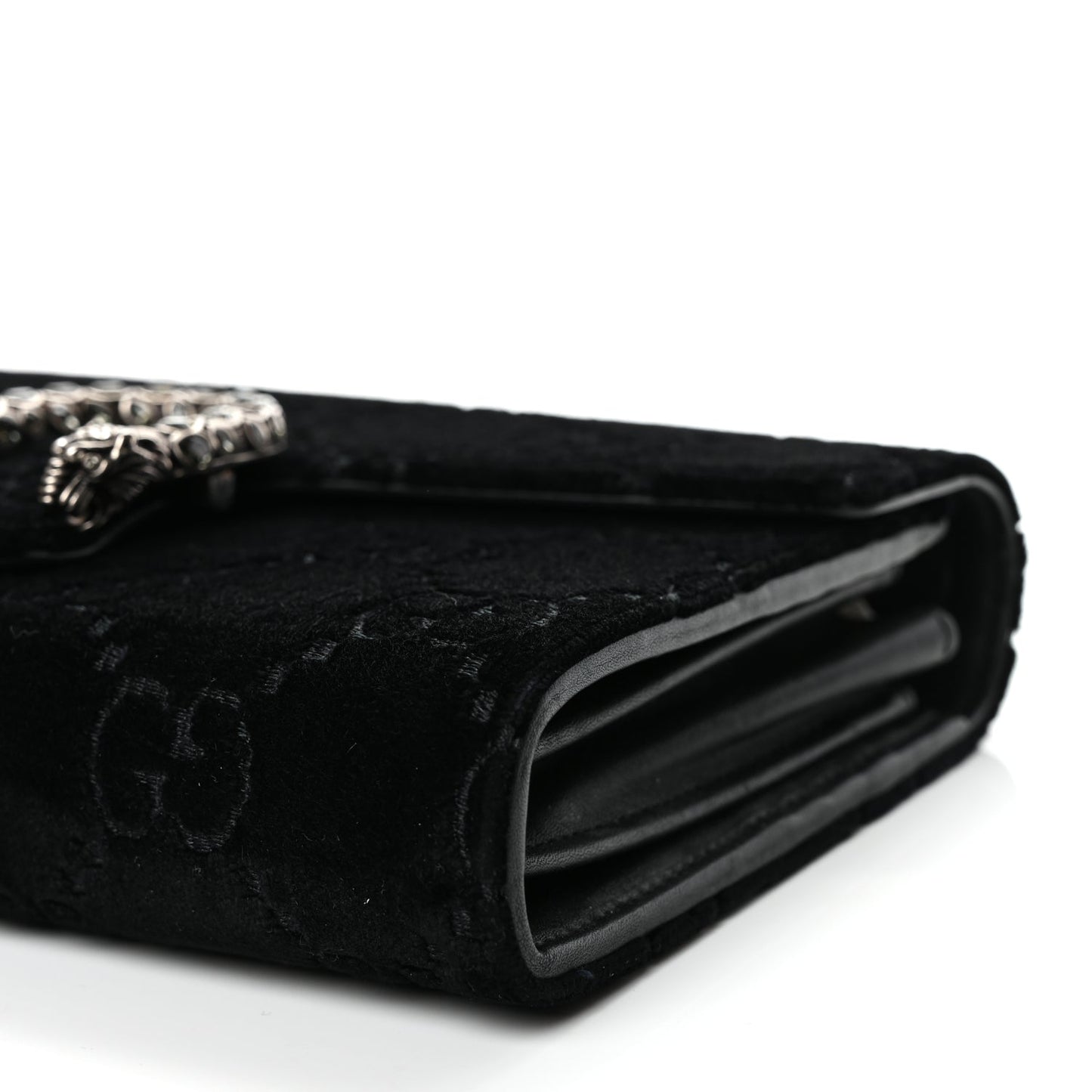 Gucci Velvet GG Monogram Mini Dionysus Chain Wallet Black